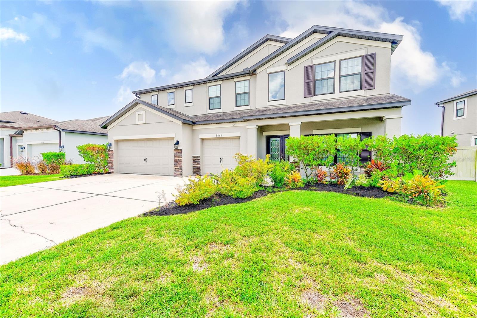 One or more photo(s) has been virtually staged. OPEN HOUSE 8/23/25 11-1 TODAY!!!!Welcome to 8044 Lago Mist Way, a spacious 5-bedroom, 3-bath home with a 3-car garage set on a serene homesite overlooking a large pond. Inside, you’ll find generous living and dining spaces with abundant natural light and flexible rooms that suit work, play, or guests. The open-concept layout flows to the backyard where peaceful water views make everyday living feel like a retreat. This home also boasts one bed and full bath on the first floor and a large office space with built in desks for those who work from home or for school work.
Life in Epperson Ranch means resort-style amenities at the famous crystal-clear lagoon—think sandy “beaches,” water activities, swim-up areas, and cabanas—plus community events throughout the year. Residents also enjoy gated entries in sections of the neighborhood, walking and golf-cart paths, parks and playgrounds, a dog park, fitness and clubhouse spaces, and fast UltraFi community internet. All of this with convenient access to shopping, dining, and major roadways.
If you’re seeking space, a 3-car garage, and tranquil water views with unmatched neighborhood amenities, this is the one to see.