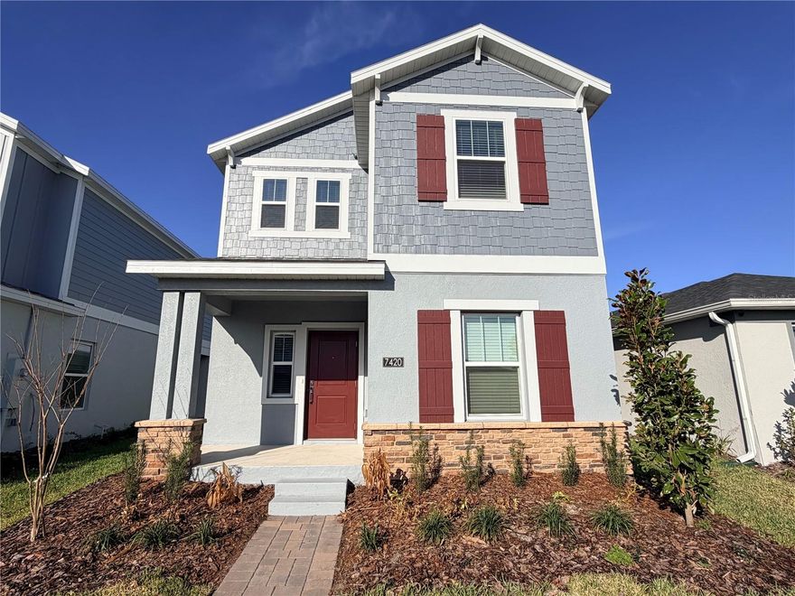 Step into the beautiful contemporary yet classic Brookside. The Great Room, kitchen and dining room are situated among a convenient and contemporary open floorplan on the first level of this two-story home, with sliding glass doors that lead to a lanai. All three bedrooms occupy the second floor, including the owner’s suite which features an en-suite bathroom and walk-in closet. With “Everything’s Included”, luxury and value go hand in hand. With “Everything’s Included”, luxury and value go hand in hand. Enjoy connectivity, green building features, plus new energy conscious appliances. The much-awaited EverBe community located in Orlando, features amenities designed to bring residents together, including a relaxing swimming pool, community center, onsite parks and multi-use trails. Residents will be just minutes from Orlando, with proximity to major highways FL-528 and FL-47 for simple commutes. The newly opened Brightline station and nearby Orlando International Airport will help to connect residents locally within Florida and beyond.