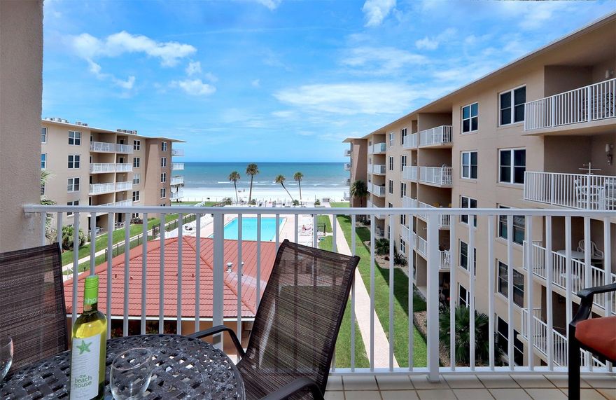 Imagine nothing to do but walk on the beach or lounge by the pool. Desirable 4th floor unit has a wide open balcony with beautiful Ocean views. One bedroom, one bath, living/dining room combo and fabulous updated kitchen. There’s even a bonus room currently used as a ’bunk room’ that can easily be used as an office or studio. HVAC Replaced in June and HOA fees are really great for beachside condos. Ready to move right in or use as a rental unit as this comes fully furnished - turn-key! ;LocationDescription: Condo ;Water: City