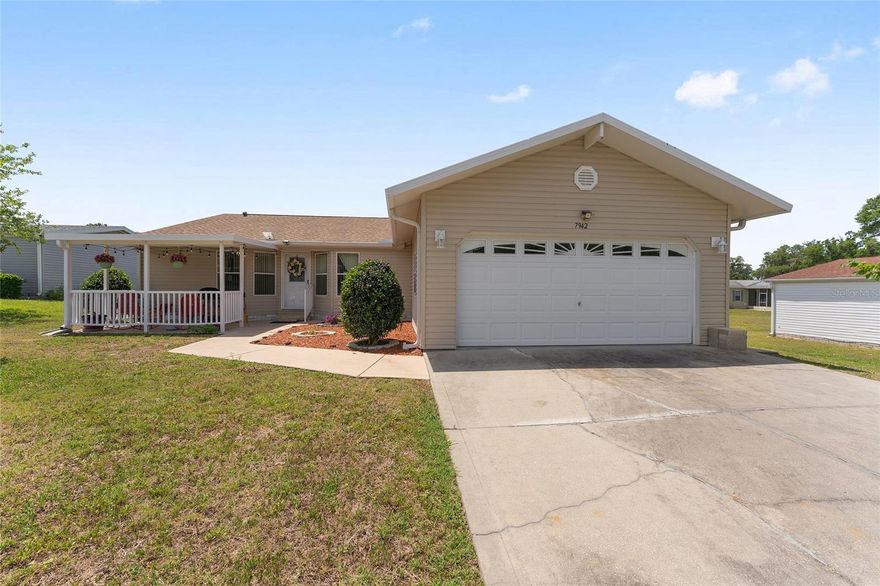 Welcome to The Falls of Ocala, an exclusive 55+ community offering a true resort-style lifestyle in the heart of Ocala’s picturesque horse country! Surrounded by rolling horse farms, lush green landscapes, and fresh country air, this beautifully maintained triple-wide home is ideally located just minutes from the Hwy 200 corridor and the world-renowned World Equestrian Center.
Designed for comfort and easy living, this well-built home features a spacious open floorplan with elegant tray ceilings and newer flooring throughout with absolutely no carpet. The bright eat-in kitchen overlooks the main living area and offers solid wood cabinetry, newer appliances, and plenty of prep and storage space, making it perfect for both entertaining and everyday living.
The oversized primary en-suite is a relaxing retreat featuring walk-in closets, dual vanities, a walk-in shower, and a convenient linen closet. Additional highlights include a 2-car garage with durable epoxy floors, a welcoming covered front patio, and beautifully landscaped curb appeal.  Step outside to the open back patio, ideal for grilling, soaking up the Florida sunshine, or unwinding during cool breezy evenings. With a new roof installed in May 2024 and an abundance of community amenities, this exceptional home offers the perfect blend of comfort, style, and active living.