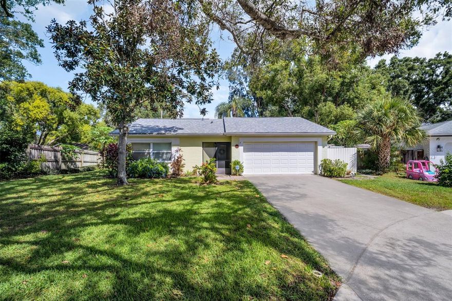 Beautifully maintained 2-bedroom, 2-bath pool home in the highly sought-after Beacon Groves community! This charming 1,193 sq ft residence sits on a spacious .29-acre lot with a sparkling pool, large fenced backyard, storage shed, and dedicated pet run — perfect for outdoor living and entertaining. Inside, you’ll find hardwood and tile floors throughout, with no carpet anywhere. Major updates provide peace of mind, including a new roof (2024), new hot water heater (2025), completely rebuilt HVAC system (2025), and newer washer and dryer (2022). Additional features include storm shutters and a pool vac. Best of all, this home has NO HOA and NO flood zone, offering freedom and savings! Conveniently located near top-rated schools, shopping, dining, parks, and just a short drive to the Gulf beaches, this home delivers the ideal combination of comfort, value, and Florida lifestyle. Don’t miss the chance to make this Beacon Groves beauty your new home!