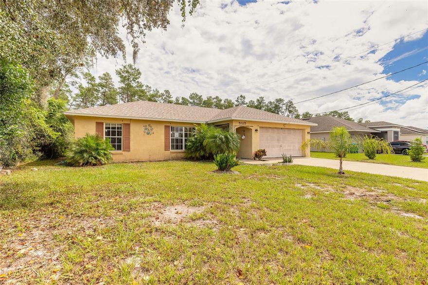 One or more photo(s) has been virtually staged. Welcome to this 3-bedroom, 2-bath concrete block home in Deltona, FL.  Inside you will find a 1200 sq. ft. open floor plan where high ceilings make the main living areas feel bigger and brighter. The split-bedroom design ensures privacy for the primary suite, while keeping everyone connected.  Outside, the 4-car driveway and 2-car garage provide ample room for parking and storage, plus there is a large shed that could be converted to a workshop and lets not forget the sprawling backyard just waiting for your landscaping touches. The brand-new roof and recently cleaned and inspected HVAC and septic systems bring peace of mind to the purchase and should help minimize utility bills.  Living in Deltona allows you to make the most of Central Florida living. You will always be able to find things to keep you busy as the location is just minutes from local parks, lakes, and trails plus Orlando’s attractions and Daytona Beach are only a short drive away.  If you’ve been searching for a solid home with space, comfort, and convenience, this Deltona home should go on your short list. Don’t miss the chance to add some cosmetic touches to this home and make it your own. There are no warranties expressed or implied.  All measurements are approximate.  Sq. footage received from the tax rolls.  All information recorded in the MLS is intended to be accurate but cannot be guaranteed.  Buyer should check zoning for rental restrictions.  Offers will be reviewed after 7 days on the market.