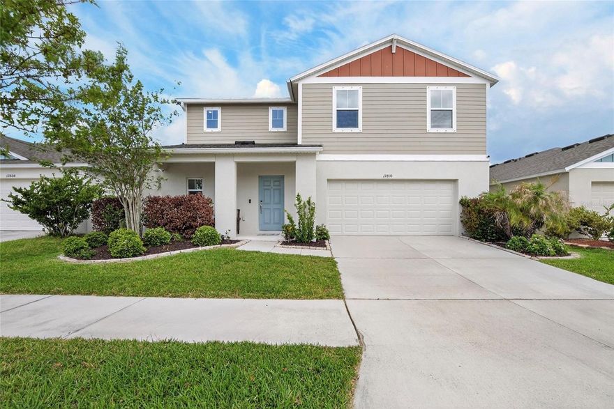 Welcome to this beautifully maintained 4-bedroom, 2.5-bath home located in the highly sought-after Triple Creek community, offering the perfect blend of space, style, and functionality. From the moment you step inside, you’re greeted by an inviting open floor plan where the formal dining room, kitchen, and living room seamlessly connect creating the ideal layout for both everyday living and entertaining. The kitchen is truly the heart of the home, featuring shaker-style white cabinetry, granite countertops, stainless steel appliances, LVP flooring, a large pantry, and an oversized island perfect for gathering with family and guests. The spacious living room just off the kitchen provides the perfect setting for hosting or relaxing, while a convenient half bathroom is also located on the first floor. Upstairs, you’ll find a versatile loft/bonus space that can easily serve as a home office, secondary living area, or playroom. All four bedrooms are thoughtfully positioned on the second level, including a generously sized primary suite with plenty of room for a sitting area or reading nook. The ensuite bathroom features dual granite vanities, LVP flooring, a walk-in shower, and an expansive walk-in closet. On the opposite side of the second floor, you’ll find three additional spacious bedrooms along with a well-appointed full bathroom featuring granite countertops, LVP flooring, and a dual sink vanity. A large upstairs laundry room adds everyday convenience. This home also features double-pane windows for energy efficiency and hurricane shutters for added peace of mind. Step outside to your own private backyard retreat perfect for entertaining year round. Enjoy the screened-in lanai with a custom stone accent wall ready for your outdoor TV setup. Beyond that, you’ll find a massive, fully fenced backyard featuring a 16’ x 35’ paver patio with pergola, plus an abundance of additional green space with plenty of room for a playground, trampoline, or anything else you envision. Located in the highly sought-after Triple Creek community, residents enjoy access to an impressive lineup of amenities including multiple resort-style pools, a splash pad, clubhouse, fitness center, tennis and basketball courts, dog parks, playgrounds, and scenic walking and biking trails throughout the neighborhood. The community also features an on-site elementary school, open green spaces, and miles of sidewalks for walking, making it ideal for an active and connected lifestyle. Conveniently situated near major highways, shopping, dining, and with convenient access to downtown Tampa and MacDill Air Force Base. Schedule your private showing today and experience everything this home has to offer!