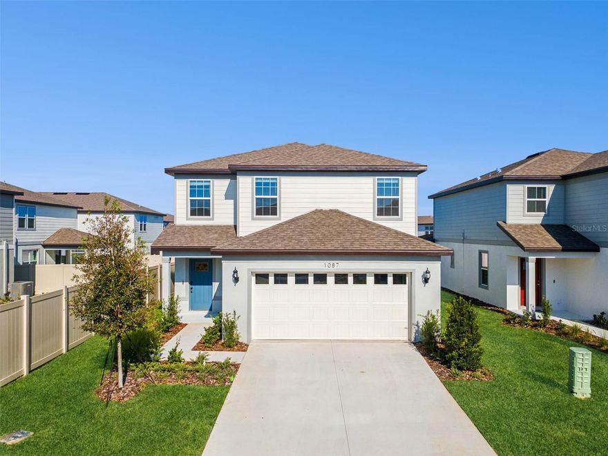 This modern two-story home in the Silverlake community features a bright, open layout with neutral finishes and a spacious design. The main level offers durable tile flooring throughout the living, kitchen, and dining areas, creating a clean and cohesive look. The upgraded staircase and upstairs loft feature luxury vinyl plank flooring, while all bedrooms include soft carpet for comfort. The kitchen is equipped with white cabinetry, quartz countertops, stainless steel appliances, a large island, and an open flow into the gathering spaces, making it ideal for everyday living.

Upstairs, the primary suite includes a generously sized bedroom, a walk-in closet, and a bathroom with dual sinks and a walk-in shower. Two additional bedrooms and the upstairs laundry room provide functionality and convenience. Large windows throughout the home allow for plenty of natural light, and sliding glass doors open to the backyard for outdoor enjoyment.

Located in the Silverlake community of Lake Alfred, residents enjoy resort-style amenities including a pool, cabana, playground, and sidewalks. The home is approximately 35–40 minutes from Walt Disney World and about 1 hour and 15 minutes from Gulf Coast beaches such as Clearwater and St. Pete. With modern finishes, a convenient location, and access to nearby Lakeland and the Orlando metro, this home offers a comfortable and well-connected lifestyle.