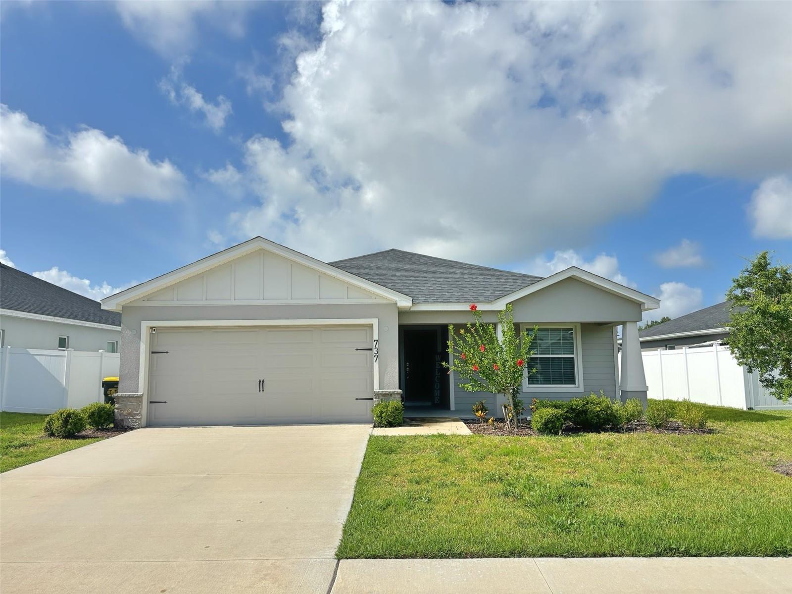 The Seller is motivated!! Welcome to your Florida Dream Home!! 4 Bedroom 2 Bath, newly built home. Located in beautiful Polk City just minutes from Auburndale. Built in 2023, Featuring an open floor plan. This beautiful home features an open concept with four spacious bedrooms and a elegant master bath featuring a sun tub. The interior also features cathedral ceilings and ceiling fans in the rooms. The interior has plenty of natural lighting let in by the large windows for plenty of sunshine. The exterior features a patio and a large back yard for outdoor gatherings. This home is priced to sell, call today to schedule your tour.