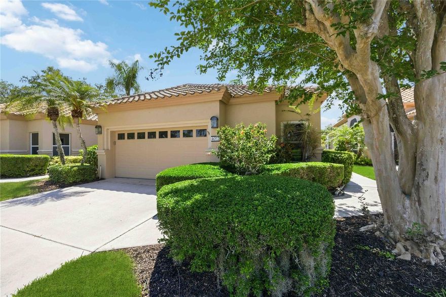 Welcome to effortless Florida living in the highly sought-after Mira Lago on Palmer Ranch, a gated boutique community known for its quiet setting, convenient location, and true maintenance-free lifestyle. This 2-bedroom plus den residence offers a light-filled, open floor plan with impressive 10 and 12 foot ceilings that create a spacious and airy feel throughout. The home features beautiful wood flooring in the main living areas, crown molding throughout, and a flexible den or office ideal for working from home, hobbies, or additional guest space. The kitchen was updated in 2022 with granite countertops and new cabinetry, offering both style and functionality. The living and dining areas flow seamlessly into the enclosed Florida room, creating the perfect space for everyday living or entertaining. Both bathrooms have been updated, and additional features include a 2021 A/C system, and a 2022 water heater. Mira Lago offers a low-maintenance lifestyle with HOA services that include lawn care, exterior maintenance, irrigation, and more, allowing you to enjoy the community’s pool and spa, scenic lakes, and peaceful walking paths. Ideally located just minutes from the Legacy Trail, Siesta Key Beach, and a wide variety of dining and shopping options, this home presents an exceptional opportunity to enjoy the best of Sarasota living in a private and well-maintained community. All information provided by the sellers is deemed reliable but is not guaranteed. Buyers are encouraged to verify all information independently.