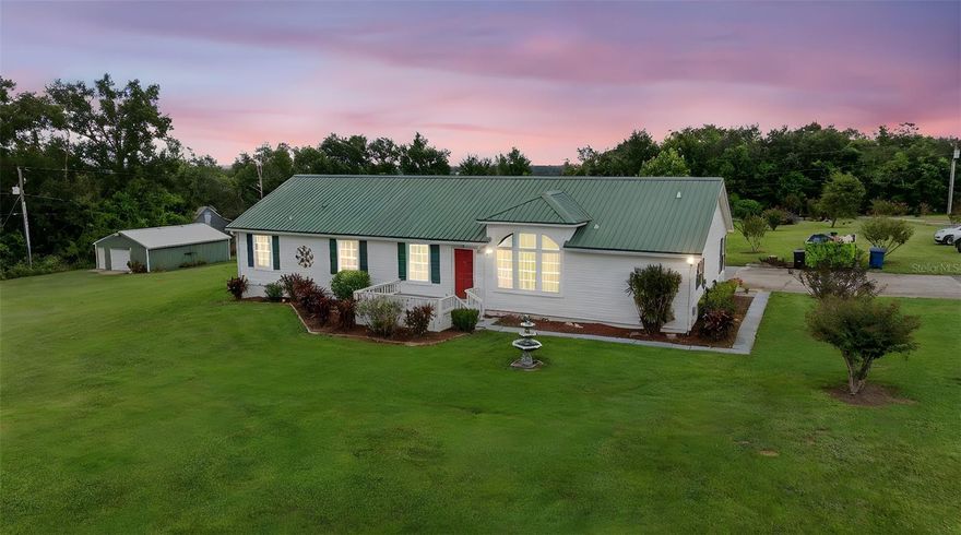 Well maintained home with a basement, a rare find in Florida!  This home is located on 2.99 acres, zoned AR with NO HOA, and NO CDD.  This home has a split floor plan, with a family room, dining room, kitchen and living room separating the primary bedroom from the two additional bedrooms.  There’s plenty of space inside and outside to relax, entertain or get away from it all!  An additional detached garage can be used as a workshop, to store equipment, have a game room, etc.  Call today to schedule your private tour!