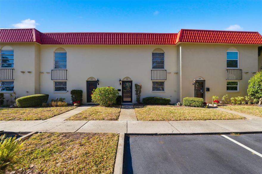 Welcome to Mediterranean Manor, a picturesque waterfront enclave in the heart of Dunedin. This beautifully maintained 3 bedroom, 2 full bath, and a half bath townhome is perfectly positioned just minutes from the Dunedin Causeway and the pristine shores of Honeymoon Island. Residents and their guests enjoy exclusive access to a private beach and waterfront park, where tranquil breezes and breathtaking sunsets create a true vacation sytle atmosphere daily. The first floor offers a thoughtfully designed layout featuring the kitchen, dining area, spacious family room, convenient half bath, and laundry facilities. Step outside to an oversized paver patio perfect for relaxing, entertaining, or simply enjoying the serene surroundings. Upstairs, you’ll find three generously sized bedrooms and two full baths, including a primary suite with a private ensuite bath. The home includes an assigned parking space conveniently located near the front entrance, along with ample guest parking. The monthly condo association fee provides exceptional value, covering cable TV, high-speed internet, water, sewer, trash, pest control, building insurance, flood insurance, and full community maintenance—offering a truly effortless, lock-and-leave lifestyle. 
Mediterranean Manor residents enjoy outstanding amenities including a fitness center, heated pool, private beach, waterfront picnic and BBQ area, clubhouse with library, tennis courts, and shuffleboard. Ideally located near the Pinellas Trail, Dunedin Golf Club, Downtown Dunedin, Palm Harbor, and an array of restaurants, boutiques, and entertainment. Honeymoon Island State Park, with four miles of untouched white sandy beaches and calm Gulf waters, is just minutes away. This is Florida living at its finest! Come see this amazing home today and make it yours tomorrow!