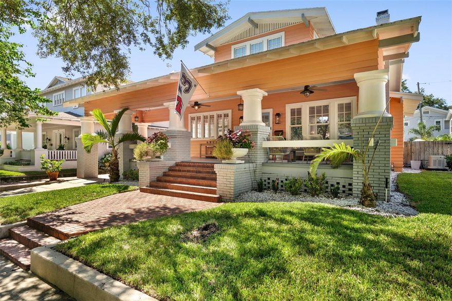 Welcome home to this exquisite Hyde Park bungalow, a perfect blend of charm and modern luxury. This updated historical home is nestled in the heart of Tampa’s most coveted neighborhood, 1 block from Bayshore Boulevard and 2 blocks from Hyde Park Village. No flood insurance is required. The main house features a downstairs master bedroom, with a total of 3 bedrooms/2.5 baths as well as a detached 2nd story mother-in-law suite. As you step onto the classic front porch, you will be greeted by the warm character of this Hyde Park gem. When you enter the home, you are welcomed by the living area with original hardwood floors, abundant natural light, and a cozy fireplace. An additional front room lined by windows and built-ins makes the perfect office space. A bonus room is also conveniently located downstairs for a playroom, nursery, or home gym. As you walk through the open dining room, you enter the newly renovated kitchen that is a chef’s dream. Here you will find marble style quartz countertops, oversized Subzero refrigerator/freezer/wine storage, and Wolf gas cook top and double ovens. The kitchen leads to the airy sunroom that opens out to the pool oasis. The newly reimagined backyard boasts a resurfaced pool and spa with gas heater, turfed backyard, gazebo, and wood fired pizza oven. The backyard is perfect for relaxing or entertaining. Back inside the home is a first floor master en suite with a gorgeous bathroom that was built out this year with his and her vanities and oversized spa shower. An expansive walk-in closet was also added this year. Upstairs you will find 2 bedrooms with a Jack-in-Jill bathroom that was also just recently modernized. Above the detached one car garage is an inviting guest suite complete with kitchen and full bathroom. The house is move-in ready with newer HVACs, roof and whole house generator. The location is unbeatable. Hyde Park Village with its boutique shops, restaurants and entertainment is within easy reach. Bayshore Boulevard is close by for or a walk, run or bike ride.  In a matter of minutes you can join downtown activities such as Lightning games and concerts! The home is within the “Golden Triangle,” offering the best of Tampa public schools. Don’t miss this opportunity to make this Hyde Park gem your home!