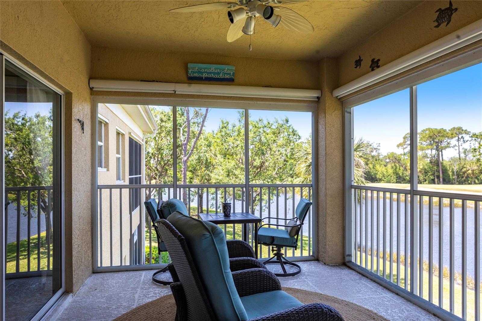 Ever dreamt of living in a luxurious condo with stunning water and golf course views — plus all the conveniences just moments away? This exquisite two-bedroom plus den condo on the 10th golf course fairway is your opportunity to experience unparalleled elegance and a lifestyle of leisure, comfort, and convenience! Nestled on the picturesque second floor surrounded by beautiful wildlife, this elegantly appointed condo features an updated kitchen with Cambria quartz countertops, a granite farmhouse sink, stainless steel appliances, and a stylish coffee bar perfect for morning relaxation. The primary bedroom is a tranquil oasis, capturing ample natural light alongside scenic water and golf views that bring the beauty of the outdoors into your living space. The primary and secondary bathrooms have been beautifully updated to include newly renovated showers and tub by Bathfitters, complete with a lifetime guarantee. These updates also feature modern faucets and fixtures, offering style and peace of mind for years to come! Escape to the private lanai area, where you can unwind and soak in the serene surroundings, creating the perfect retreat for entertaining or simply enjoying peaceful moments. You can benefit from ample storage with your designated unit and a convenient one-car garage featuring new storage shelves and cabinets. The Grand Oak is a friendly community that offers social gatherings, two sparkling pools, tennis and pickleball courts, exercise classes at the Clubhouse, and charming walking paths, making enjoying the fantastic location and vibrant surroundings easy. Seize this unique opportunity to blend exquisite living with substantial savings. Contact us today to make it yours!