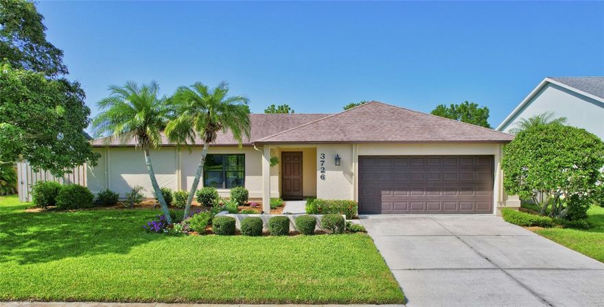 One or more photo(s) has been virtually staged. LIGHT. BRIGHT. CLEAN. Gulf Gate East.*** If you are looking for a home that is move-in ready, this well-maintained, updated and remodeled three-bedroom, two-bathroom, pool home with a spacious landscaped and fenced in yard, and a two-car garage – fits the description. Attention to detail is visible throughout. Light Italian plank floors in the main living area, wood cabinets in the custom kitchen and baths, granite countertops, soft-close cabinet doors and drawers throughout. All openings are impact: windows, sliders, garage doors (side and main door) and entry door. Plus, crown molding, wood doors, newer AC, finished garage floor, and more. The contemporary floorplan is spacious, easy to maintain, and versatile for today’s buyer.  A definite must see. *** Florida beckons outdoor living.  No matter the weather anywhere else, you and your family/guests will enjoy the welcoming and private outdoor space hidden within the walls of the fenced backyard. The patio and pool area - a great place to entertain - are fully screened in and provide undercover and full-sun seating/lounging with southern exposure.  Entertain guests on the covered patio or treat yourself to al fresco dining or sip your favorite beverage while watching the game or favorite show (mounted TV).  Or simply relax by the pool under the shaded umbrella or bask in the Florida sunshine.  Two separate outdoor seating areas are wonderful places to relax, watch the birds, and grill your favorite meal.  The lovely backyard is an oasis to get away from it all, offering privacy when desired.  Yet, you can open your front door to the welcoming GGE community and neighbors when preferred. ** Gulf Gate East known for its extra-wide streets, picturesque lakes, miles of meandering sidewalks on both sides of the road, strategically placed dog stations, and benches to rest and relax, is a deed-restricted community of single-family homes. ** Don't miss out on this incredible opportunity to own a home in one of the most sought-after neighborhoods in Sarasota.  If you are looking for a home that is move-in ready, conveniently located near schools, churches, beaches, shopping, airports, hotels, interstate, restaurants, and nightlife, with low annual HOA fees (only $260 a year!), with a private fenced in backyard, this is it! *Two photos are virtually staged of the 2nd and 3rd bedrooms.