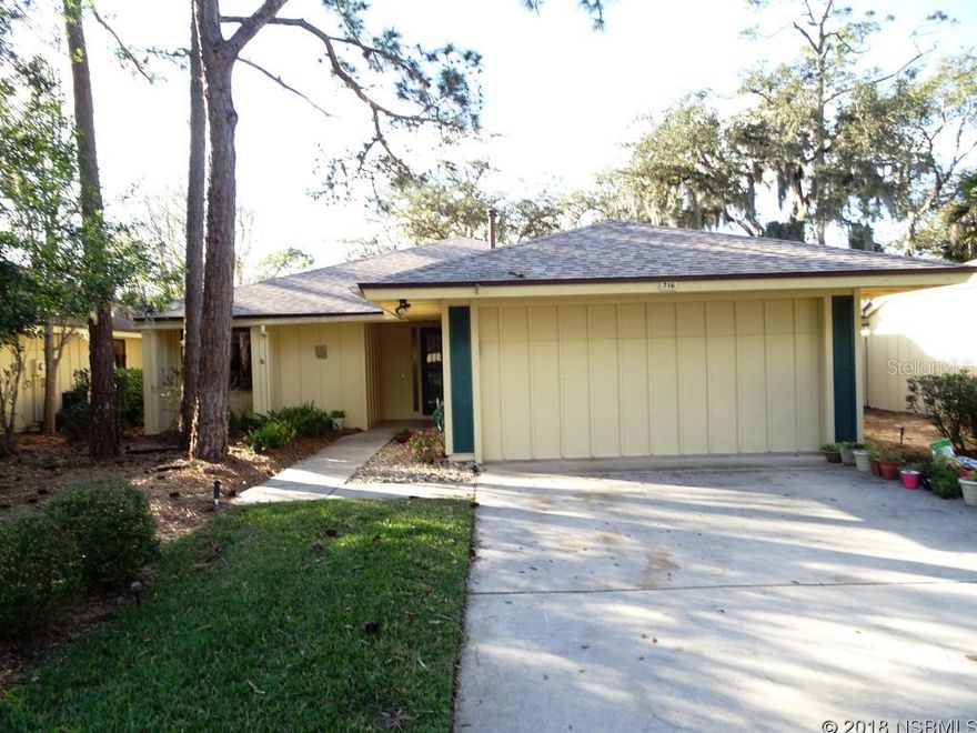 Two bedroom/two bath home located with beautiful view of fairway of Sugar Mill's 5th hole of the Red Course.  Home is an "A" model with either bedroom that could be the master.  Carpeting replaced in the last year. New roof installed 10/17.  Home is ready for immediate occupancy and shows well. ;Water: City