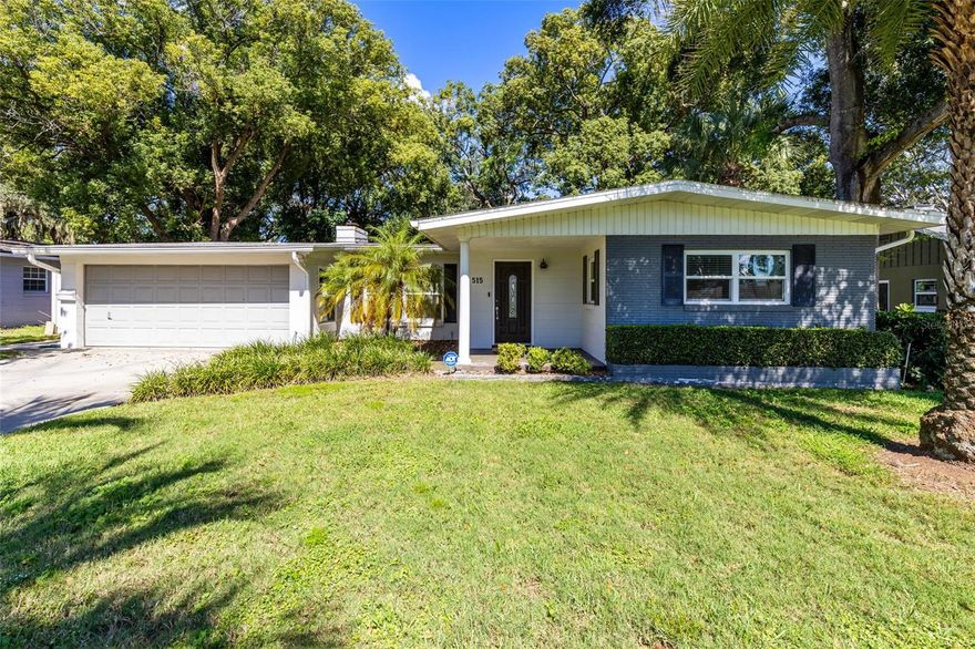 Beautiful mid-century modern 3 bed, 2 bath, 2 car garage + OFFICE, one-story home on the tree-lined street of Oakland Shores Neighborhood in Maitland. Special highlights in this sunny, open floor plan home include warm hardwood flooring (no carpet!), vaulted ceilings, a large Florida room overlooking the fully fenced-in backyard, updated kitchen and baths, and a wood-burning fireplace in the family room. NEW energy-efficient WINDOWS throughout, professionally-installed built-in closets, smart house lighting + floodlight cameras, and soothing paint colors make this house a beautiful place to come home to. The kitchen is a chef’s delight with ample counter space, stainless steel appliances, a deep farmhouse sink, and lots of cabinetry for storage. Love to entertain? Dine al fresco on the large outdoor patio under the shade trees or take the party indoors and host family and friends in the beautiful Florida Room overlooking the big, grassy green backyard. A home office featuring french doors and backyard views is located just off the kitchen and family room. NO HOA. This well-loved and well-maintained Maitland home is just minutes to Maitland City Centre, the JCC, Publix Shopping Center, and about 10 minutes to Park Ave and all the shopping and dining you could want along 17-92. Call today for your private showing.