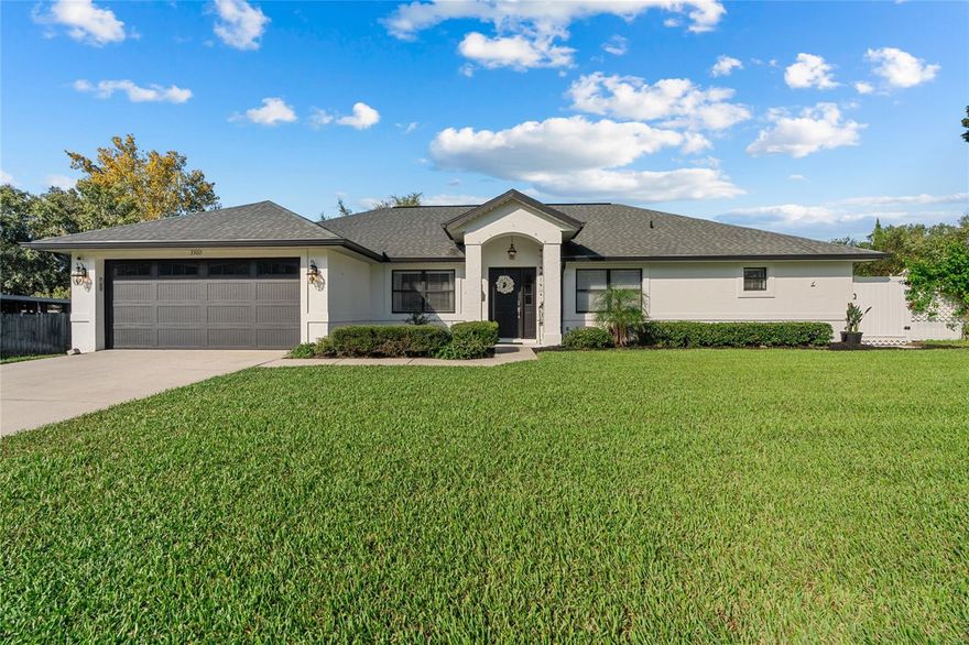 Come enjoy this move-in ready pool home that has been meticulously maintained and has many upgrades. Newer Roof 2018, Newer HVAC 2021, Hot Water Heater 2022. Relax, listen to music or watch TV and enjoy the sunsets the from covered and screened lanai/pool area. In the cooler months, convert the lanai to a second living room by pulling the blinds and turning on an outdoor fireplace. The salt water pool is great for swimming laps, it's solar heated, and has smart lighting that can change colors with the seasons. Get creative in your new greenhouse and outdoor exercise area. Have pets? We have you covered. There are two doggie doors to the fenced in backyard with an additional invisible fence that extends all the way around the front yard. 2 collars with transponders are included! Love to cook? The kitchen has lots of counter space, newer stainless-steel appliances, and a walk-in pantry. The oven can be converted to double oven with 2 temps at the same time. There is a nice area in the kitchen for seating and a separate dining room. Work from Home? This home has a split floor plan with the primary bedroom and office/flex room on one side and the guest bedrooms on the other side. The guest bath doubles as a pool bath with a door to the outside. The flex room is close to primary ensuite and the kitchen. All the bedrooms are of ample size and each room has a walk-in closet! The home has many smart features including the garage door, some light switches and plugs, and the alarm system is both monitored and the cameras may be viewed from your smart phone. The extra large laundry room has room for a fridge, newer LG washer and dryer, and a utility sink. This home is an opportunity to really enjoy all that Ocala has to offer. Close to WEC, restaurants, medical and downtown.
