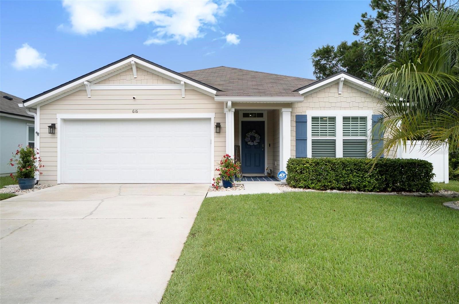 Location, Location, Location. Come and see this beautifully maintained
3 Bedroom, 2 bath, 2 car garage home. 616 Grand Reserve Drive is
situated in a prime location, offering both privacy and proximity to the
highly rated Grand Reserve golf course. This makes it an ideal spot for
golf enthusiasts and those seeking a serene environment. Whether
you’re looking to live here full time, or just winter here, Grand Reserve
offers excellent amenities as well as being a well-maintained
neighborhood. If you like to golf, or not, just relax and watch the golfers
play from tee to green in the privacy of your screened in lanai with your
back-yard bordering the hole 2 fairway. This like new smart home has
been well- maintained by its original owners, ensuring that it is in
excellent condition. The layout and design of the home are both
functional and aesthetically pleasing. The home boasts several
upgrades and amenities that add significant value: Vinal plank flooring
throughout the main living areas (carpet in bedrooms), granite kitchen
counter tops paired with modern stainless-steel appliances, water
softener system, newly installed plantation shutters on every window,
freshly painted rooms, ceiling fans in bedrooms and great room, light
fixtures in each bathroom, gutters, and a professionally landscaped
front yard with great curb appeal. The location sets this home apart
from others in the neighborhood. Privacy bordering only one neighbor,
conservation land on the other side, a pond across the street and golf
course behind. A short walk to the resort like amenity center, and quick
access in and out of the neighborhood down Grand Reserve Boulevard.
Close to shopping and beaches, don’t miss the opportunity to view this
one. Not many homes become available in this section of the Reserve.