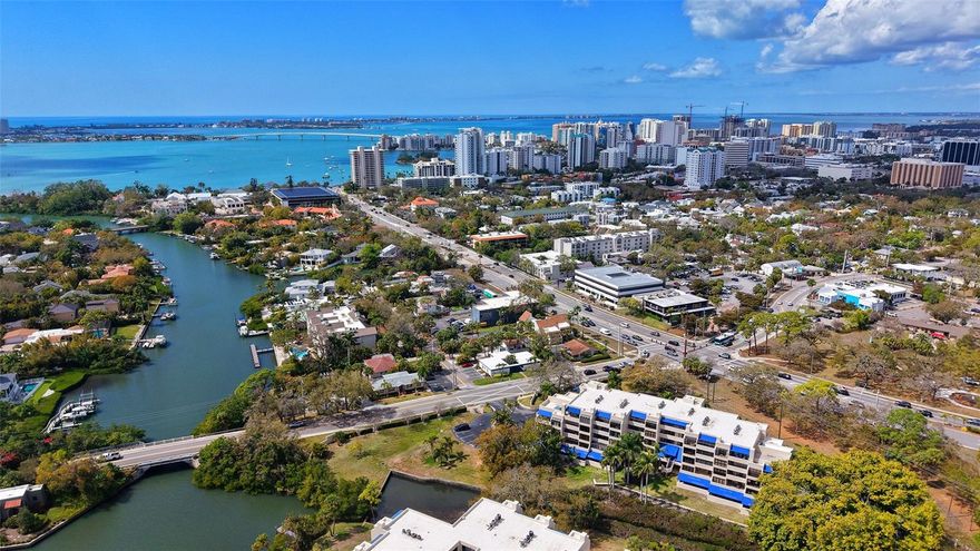 Welcome to Central Park I, ideally located in the heart of downtown Sarasota. This beautifully completely  renovated 2-bedroom, 2-bath residence offers stylish, move-in-ready living just moments from the city's best dining, shopping, arts, and waterfront parks. Completely updated throughout, the condo features a bright and open layout with modern finishes and thoughtful upgrades at every turn. Premium luxury vinyl plank is in every room and features additional padding underneath for additional comfort. The renovated kitchen is equipped with all-new upgraded LG appliances (induction cooktop / craft ice), quartzite waterfall countertops and backsplash along with brand new cabinetry. From the kitchen, you look onto the spacious living and dining areas - perfect for everyday living and entertaining. A large southern facing terrace overlooking the bayou completes the main living areas, providing a covered seating area and ample space for enjoying the best indoor/outdoor living that Florida has to offer. The light filled primary bedroom features French Doors with custom blinds and access to the main terrace as well as a smaller private terrace for just the bedroom. The primary bath is spa like featuring double sinks, a walk-in shower as well as a fully built out closet with stacked large capacity LG washer/dryer completing the suite. A split, second bedroom with custom closet offers ample space for guest, home office , or additional living space .. The renovated guest bathroom provides a clean, contemporary feel. Major mechanical updates have already been completed, including a new hot water heater and HVAC system w/ added air quality options; Halo LED Indirect Air purifier and UV Light, offering peace of mind and efficiency for years to come. Central Park I residents enjoy a well-maintained community in a highly walkable downtown location, just minutes from Southside Village, Sarasota Bay, Selby Gardens, the Bayfront, and the vibrant cultural amenities that make Sarasota one of Florida's most sought-after cities.