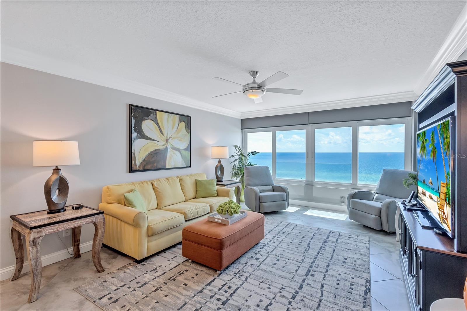GREAT NEW PRICE! Tired of the long winters? Need a tranquil beach hideaway? Just want to get away to paradise? This spectacular 9th floor Penthouse on Siesta Key’s famous Crescent Beach is waiting for you. FULL Gulf of Mexico views ensure you’ll never miss a sunset from this stunning contemporary property. Enjoy your morning coffee or evening beverage while taking in the shimmering crystal sand and majestic blue water from Point of Rocks to the northern tip of Crescent Beach. This spacious one bedroom, one bath unit is the perfect beach getaway. An open floorplan allows you to take in the views from the living room, dining room and large, open kitchen. This unit’s generous size allows you to add a sleeper sofa or Murphy bed for family and friends. The oversized walk-in pantry can be reimagined as a second bath with entry from the hallway. Just bring your bathing suit and sunglasses as this beautiful unit is sold turnkey furnished. A new impact door was just installed and new refrigerator and 2023 microwave. The unit has impact windows, 2021 AC, and new glass railing for unobstructed beach views. In the bedroom you will find a 2023 king-sized bed, plenty of custom closet space and updated bathroom with walk-in shower. Your paradise is located in Horizons West, a gulf-to-bay community consisting of over 7-acres. The gulf side has 300 feet of deeded beach access, beach cabanas, a beachside pool and spa, and beachside grilling areas. There is a second pool adjacent to the community clubhouse. Explore the grounds and private intracoastal waterway park with day dock that is perfect for picnicking, fishing or just watching boats cruise by. Bayside is the perfect place to launch your kayaks and paddle boards to explore the mangroves. Use Siesta Key’s free trolley to partake in the Key’s exceptional dining, entertainment, and shopping. Come visit carefree living on Siesta Key!