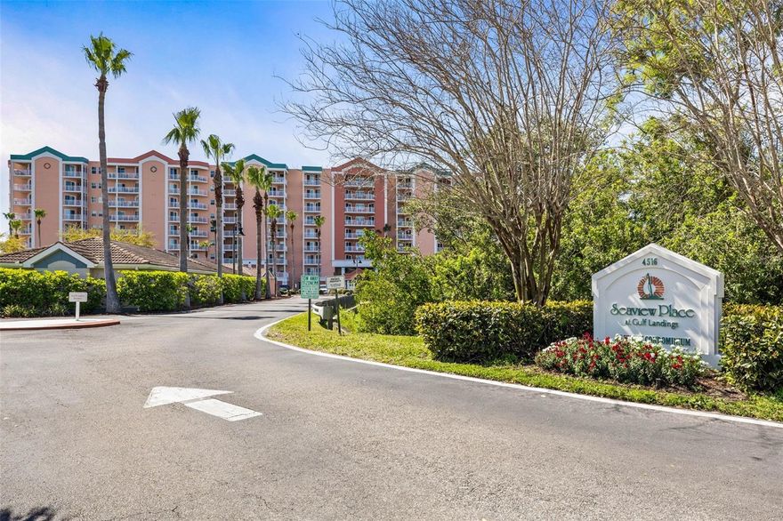 Pasco County’s only PENTHOUSE condo with a GARAGE and BOAT SLIP included!  This move-in ready & Maintenance-free, pet-friendly waterfront Condominium is ready for a new owner! REMODELED 3 Bedroom, 2 FULL Bathroom condo overlooking the Gulf, Durney Key, and the famous Stilt Houses with LUXURY upgrades including LVP flooring, quartz countertops, and solid wood shaker cabinets throughout.  This penthouse includes HIGH ceilings, the highest Gulf view in Pasco County, under-cabinet lights, and a privately assigned parking space in addition to the garage. Split bedroom floor plan. Oversized Master Bathroom with dual sinks, a separate oversized shower, and recessed lighting. IN-UNIT laundry!!  Access to the private balcony from the Master Bedroom and the living room.  Enjoy Gulf breezes and beautiful night skies and SUNRISES. Seaview Place is a very active community with many amenities and social activities to enjoy! NOT 55+!   Condo Fee INCLUDES: on-site property manager, basic Cable, WATER & SEWER, Trash, Fishing dock, heated pool with separate heated spa, pool showers, gas BBQs and cabana area, Exercise Room with 2x SAUNAs, separate Aerobics Room, Library and Office Area, large Club Room with Kitchen - (Perfect for your events!), pool table, big screen tv, baby grand piano, living room area, and balcony as well as rooftop access with amazing views of the Gulf of Mexico. ULTRA LOW homeowners insurance rates. Additional Optional Membership is available to Gulf Harbors PRIVATE BEACH CLUB - One of only two PRIVATE beaches in the state of Florida. Close to shopping, restaurants, entertainment, downtown, and highways that lead to Tampa, Clearwater, St Pete, and all that Florida has to offer! Schedule your appointment today!