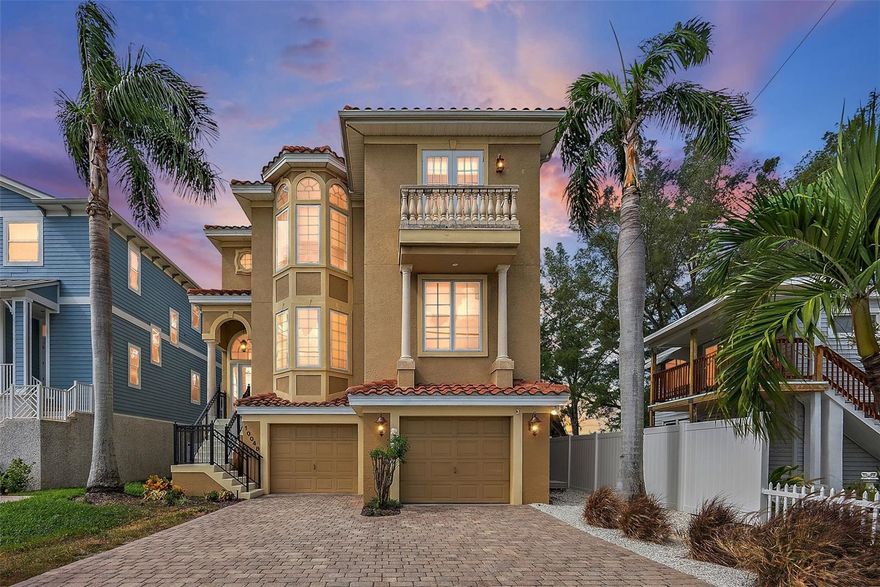 A dreamy beachfront oasis offering income potential, flexibility and best of Gulf Coast living. Welcome to your elevated white-sand retreat, thoughtfully designed for style and function. This detached single-family home sits high on a private lot and offers panoramic Gulf and Intracoastal views from nearly every room. Watch dolphins and manatees from one of four rear balconies or go straight to the sand on your personal beach path. With 3,426 square feet of air-conditioned living space, the interior offers five spacious bedrooms, two living rooms, and a flexible dining or bonus area, ideal for entertaining, holiday gatherings, hosting weddings and events, or creating your peaceful escape. The 1,126-square-foot, three-car garage plus the paver driveway easily park 5-6 vehicles, so invite your guests, bring your jet skis, and store your favorite beach and water toys. Improvements from 2019 to 2025 are too many to list here, but include resurfaced pool and spa, new pool equipment, elevated HVAC systems, duct cleaning, refurbished balconies and rails, full interior paint, and refreshed indoor and outdoor kitchens. Please see the full list of improvements. A fully fenced backyard, hammock zone and grotto-style pool with waterfall spa complete the resort-style setting. Professionally managed, this vacation paradise delivers potential strong short-term rental performance, with financials available upon request. Treasure Island is a local’s favorite and ideally set between award-winning Clearwater and St. Pete Beaches. Near Ricky T’s, Sloppy Joe’s and John’s Pass. Quick access to Tampa and St. Pete–Clearwater airports, downtown St. Pete and world-class dining. This is where luxury meets lifestyle and every day feels like a vacation.