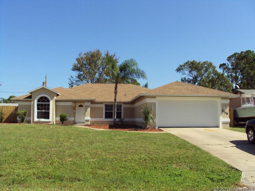 This beautiful 4 bedroom 3 bath concrete block home was built in 1996. Not only does it offer a split floor plan, the second bedroom could be used as another master! Over 2500 square feet in this spacious home! New flooring in the Formal dining room, large Den/Office, living room and kitchen. New stainless kitchen appliances. New hot water heater. Newly painted inside and out. New garage door with wind sheer resistance of 150 mile per hour. New roof - architectural shingle - 2 year transferable warranty on materials and labor - 50 year life! If you need extra storage the shed in the backyard will work out perfectly. This really is an amazing home and is listed at $15,000.00 UNDER appraised value by Pomeroy Appraisal Company in Edgewater, Fl. on October 26, 2016 ;Water: City