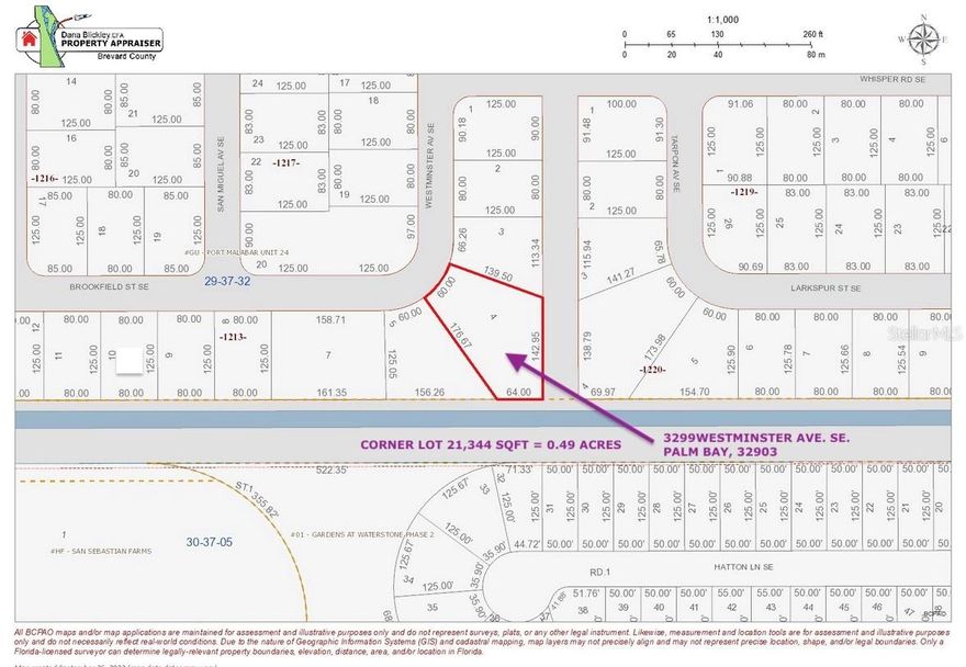 A GREAT CORNER LOT. 0.49 ACRES WITH LARGE BEAUTIFUL HOMES IN THE AREA. NOT ONLY IS ONE OF THE BEST LOTS, BUT LIKELY THE BEST PRICED FOR THIS SIZE. THE SCHOOLS ASSOCIATED TO THIS LOT ARE: SUNRISE ELEMENTARY LOCATED AT 1651 MARA LOMA BLVD, PALM BAY, FL 32909 WHICH IS 2.4 MILES AWAY AND APPROX. 5 MINUTES DRIVE  / SOUTHWEST MIDDLE LOCATED AT 451 ELDRON BLVD SE, PALM BAY, FL 32909 WHICH IS 6.7 MILES AND APPROX 15 MINUTES DRIVE (7-8 GRADES) / AND BAYSIDE HIGH LOCATED AT 1901 DEGROODT RD, PALM BAY, FL 32908 (9-12 GRADES) WHICH IS 4.9 MILES AND APPROX. 10 MINUTES DRIVE. PRICED TO SELL.