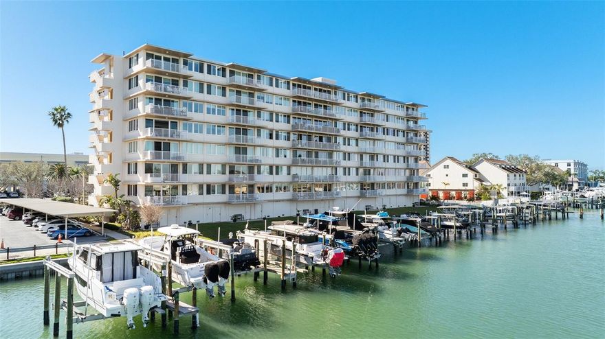 Fully Furnished 2 Bed 2 Bath Clearwater Beach Condo nestled on the 2nd level of Island Way Towers, a modern waterfront building right in the heart of Clearwater Beach! Enter the condo to a bright foyer with a coat closet and landing on the left side and a dazzling kitchen and dining room on the right side featuring glistening quartz countertops, solid wood cabinetry, quality stainless steel appliances and a sparkling tile backsplash. The living room opens to enormous sliding glass doors and a balcony beyond. Fantastic outdoor living thanks to an expansive pool deck lined with chaise loungers and multiple cabanas, a barbeque area and most importantly a large heated swimming pool and piping-hot jetted spa, all with stunning waterfront views! Amazing Panoramic Intercoastal Water views from the Community Party Great Room situated just down the hall which includes a party kitchen, huge dining set and enormous living room with lots of seating and a large flatscreen TV, perfect for entertaining large groups or just enjoy it yourself. Island Way Towers also offers a cozy front lobby and a nicely equipped community fitness room. Back to the condo details: The primary suite includes a plush bedchamber, full ensuite and of course a walk-in closet. The 2nd bedroom has a built-in closet and comes furnished with a hide-a-bed sofa for max flexibility. This beautifully appointed home comes furnished with the highest quality furniture and decor, locally sourced and professionally curated. A storage cubby is assigned (#4) on the 2nd level. A large bedroom sized storage room located on the ground level with waterfront views, perfect for waterfront "garage party" or for storing bikes and kayaks etc... Assigned covered parking space #22 is included and plenty of extra parking for residents and guests. Convenient location steps away from fine dining and shopping, yet only a mile from the high energy sugar-sand beaches, perfect location for optimal Clearwater Beach living!  See 3-D Virtual Tour.