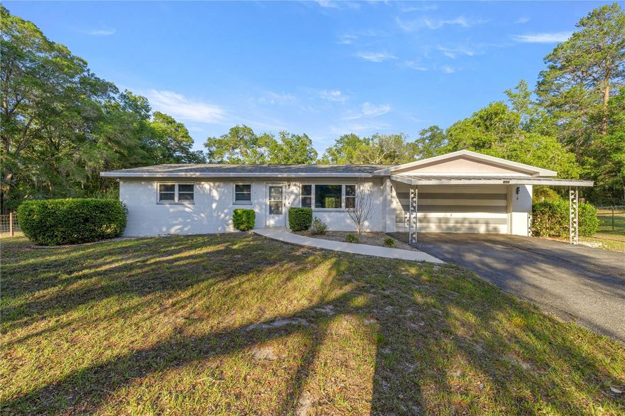 Beautifully updated 2 bedroom, 2.5 bathroom home on nearly an
acre of property with a 2-car garage, sparkling pool, and screened enclosure designed for enjoying 
the Florida lifestyle year-round.
This property features major upgrades including a new roof, new HVAC system with ductwork, new 
electric panel and updated wiring throughout, updated kitchen counters, modern lighting fixtures, 
and remodeled bathrooms with granite countertops and new vanity. The spacious outdoor living area 
has the perfect place to relax, entertain, or enjoy peaceful mornings by the pool. The lot 
provides extra privacy and room to spread out with no HOA! Located just minutes from the natural 
beauty of Rainbow Springs State Park, approximately 1 mile away, and only a short drive to the 
Dunnellon Boat Ramp for boating, kayaking, and access to the Withlacoochee River. Enjoy nearby 
shopping, restaurants, outdoor recreation, and all that charming Dunnellon has.