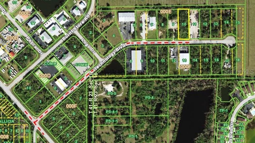 Punta Gorda/Taylor Road Prime Business location....a rare opportunity to own 0.65 prime acres in the much sought-after Charlotte Commercial Center, now offered for the first time! This exceptional vacant lot is perfectly positioned just off the busy Taylor Road corridor, providing unbeatable logistics and visibility. Located less than 3 miles from the I-75 Jones Loop Interchange, US-41 (Tamiami Trail), and the Punta Gorda Airport, this site puts your business at the heart of a rapidly expanding distribution and development hub.  This 0.65-acre site features 100 feet of road frontage on Technology Boulevard with a depth of 276 feet.  Zoned CG (Commercial General), this property offers incredible versatility for investors and business owners alike. Whether you are looking to build a warehouse, distribution center, professional office, or a personal "toy storage" condo, this lot is readily available. 

The CG zoning is one of the most flexible in Charlotte County, allowing for a wide array of uses, including: Commercial/Trade: Mini-warehouses, storage facilities, distribution, wholesale, workshops, or design studios.  Professional: Medical/dental offices, clinics, banks, financial services, and general business offices.  Retail/Service: General retail sales, restaurants, bars, fitness centers, or pet boarding.  Specialty: Vocational/trade schools, printing facilities, or even assisted living/daycare centers.  

With NO HOA fees, you enjoy full flexibility and fewer restrictions on your build. The property has public water in the area, with septic required. Situated in an established commercial park near major neighbors like Cheney Brothers, Allegiant Air, Sarasota Avionics, Arcadia Aerospace, Charlotte Technical School, Pulsafeeder, SuperTrak, Southeastern Freight, and FedEx, this is an ideal location to capture the momentum of the booming airport expansion and local growth.  Need a builder? We can introduce you to reputable local builders specializing in commercial warehouse and office space. Properties in this established park rarely come to market—don’t miss your chance to secure a site in this premier business location. Owner says bring an offer! Call today for more details.