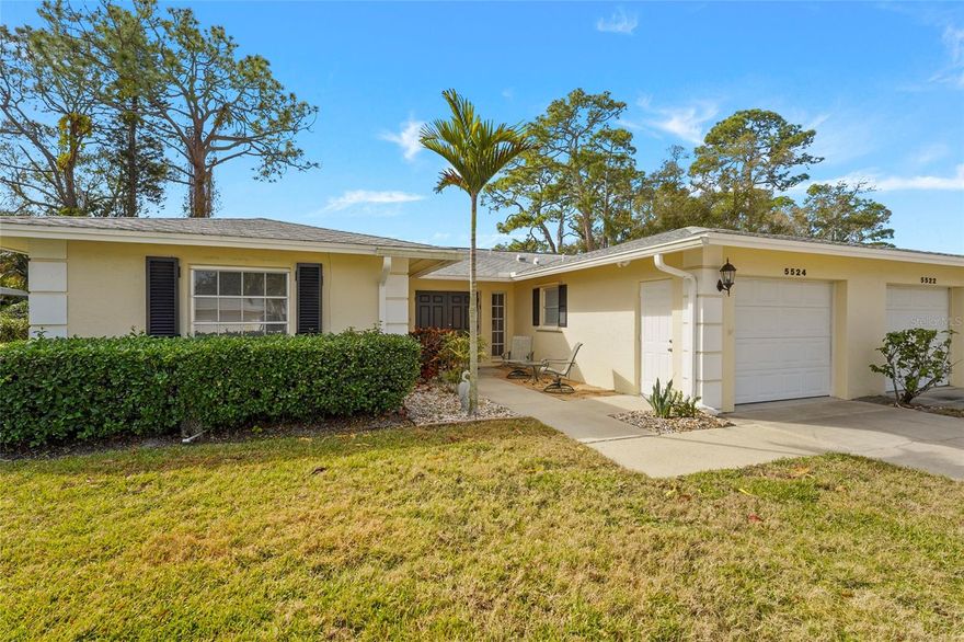 Move right into effortless Florida living with this fully furnished 3-bedroom, 2-bath villa offering 1,630 SqFt of comfortable, maintenance-free living in a prime Sarasota location. Designed for easy everyday living, the home features a bright and versatile Florida Room that adds flexible space for relaxing, entertaining, or working from home. The thoughtful layout provides both openness and privacy, making it ideal as a primary residence, seasonal retreat, or investment opportunity. Major system updates provide peace of mind, including a whole-home water filtration system (2016), hurricane shutters on all openings, and an accordion shutter for the sliders offering added storm protection and potential insurance savings. The kitchen was refreshed with new appliances (2020) complemented by updated light fixtures and new tile flooring in the owner’s suite. The garage becomes a true extension of the home with an epoxy garage floor (2022) creating a clean, finished space alongside the dedicated laundry area featuring a new washer and dryer (2022). Enjoy low-maintenance living with an HOA that covers exterior maintenance (repairs and grounds), and pest control. The community pool is just a short distance away, and Palm Aire Country Club is minutes from your door, offering optional golf, pickleball, dining, and social memberships. Outdoor recreation and everyday convenience are close by, with Conservatory Park and Nathan Benderson Park nearby. You’re also approximately 10 minutes from Sarasota-Bradenton International Airport and The Mall at University Town Center, offering endless dining, shopping, and easy access to Sarasota’s world-famous Gulf beaches. A move-in ready villa combining comfort, thoughtful updates, and an outstanding location — designed for easy Florida living from day one.