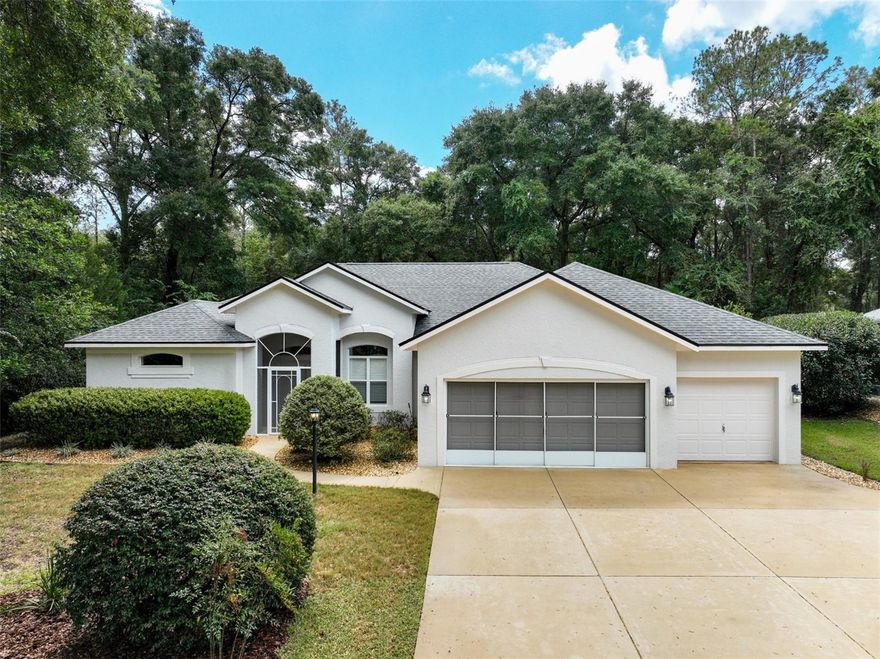 Welcome to Rainbow Springs Country Club, one of Southwest Ocala's premier communities! 
This stunning 3 bedroom, 2 bath home with a 3 car extended garage offers 2,143 sq. ft. of living space on a beautifully landscaped .33 acre lot. Built in 2004, the home features a split bedroom floor plan with spacious guest rooms and a large owner's suite that includes two walk-in closets and a luxurious bath. Enjoy the convenience of a flex room/office with high speed capability to work from home. The kitchen is a chef's delight with solid wood cabinets, pull-out drawers and solid surface countertops. Step outside to your private backyard oasis, where a 208 sq. ft. lanai overlooks the sparkling saltwater pool. The grounds are beautifully landscaped with flowering shrubs and mature fruit trees, offering both beauty and privacy. Recent upgrades include: New roof (2023) new pool heater, pumps and salt cell on command, A/c and water heater (2019). Freshly painted inside and out. You will be amazed at how well this property is maintained! Rainbow Springs residents enjoy access to an array of community amenities including a private beach of the Rainbow River, kayak launch, grills and pavilions. The community center is equipped restaurant, swimming pool, tennis and pickleball courts, a fitness center and frisbee golf! This home blends comfort, style and resort style living! Schedule your private showing today!