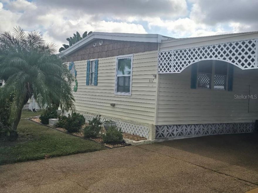 Don't miss your opportunity to own this remodeled mobile/manufactured home with a view overlooking the lake. Palm Lake Estates is a 55+ community with many amenities, including a community pool, shuffleboard, clubhouse and professional woodshop. Also, NO LOT RENT! You own the land. Inside it is open and spacious with new luxury waterproof plank flooring throughout. You will be sure to notice the breathtaking view. The screened porch is a perfect place to peacefully enjoy your morning coffee or afternoon cocktail. No need to buy furniture or kitchen utensils, it comes fully furnished and with a new washer & dryer. The AC was replaced in 2021, roof replaced 2022 and the water heater is 5 years old. Totally remodeled- New subfloor, insultation, flooring, vapor barrier repaired 2023, new raised panel doors and trim, upgrade lighting to LED, smart home features-monitor anywhere, remodeled kitchen 2025, 14 hurricane low-E argon impact window installed, hurricane tied system for carport/lanai, and new gutters. Great for living full time or to escape from those cold winters up North. Fishing is allowed on the lake along with electric motorboats. The very low monthly fee of $275 covers Cable/internet, Sewer, Water, Trash, and pool maintenance. Just minutes from beautiful Gulf beaches. Close to shopping, restaurants and the Sarasota airport. Don't wait until it’s too late!