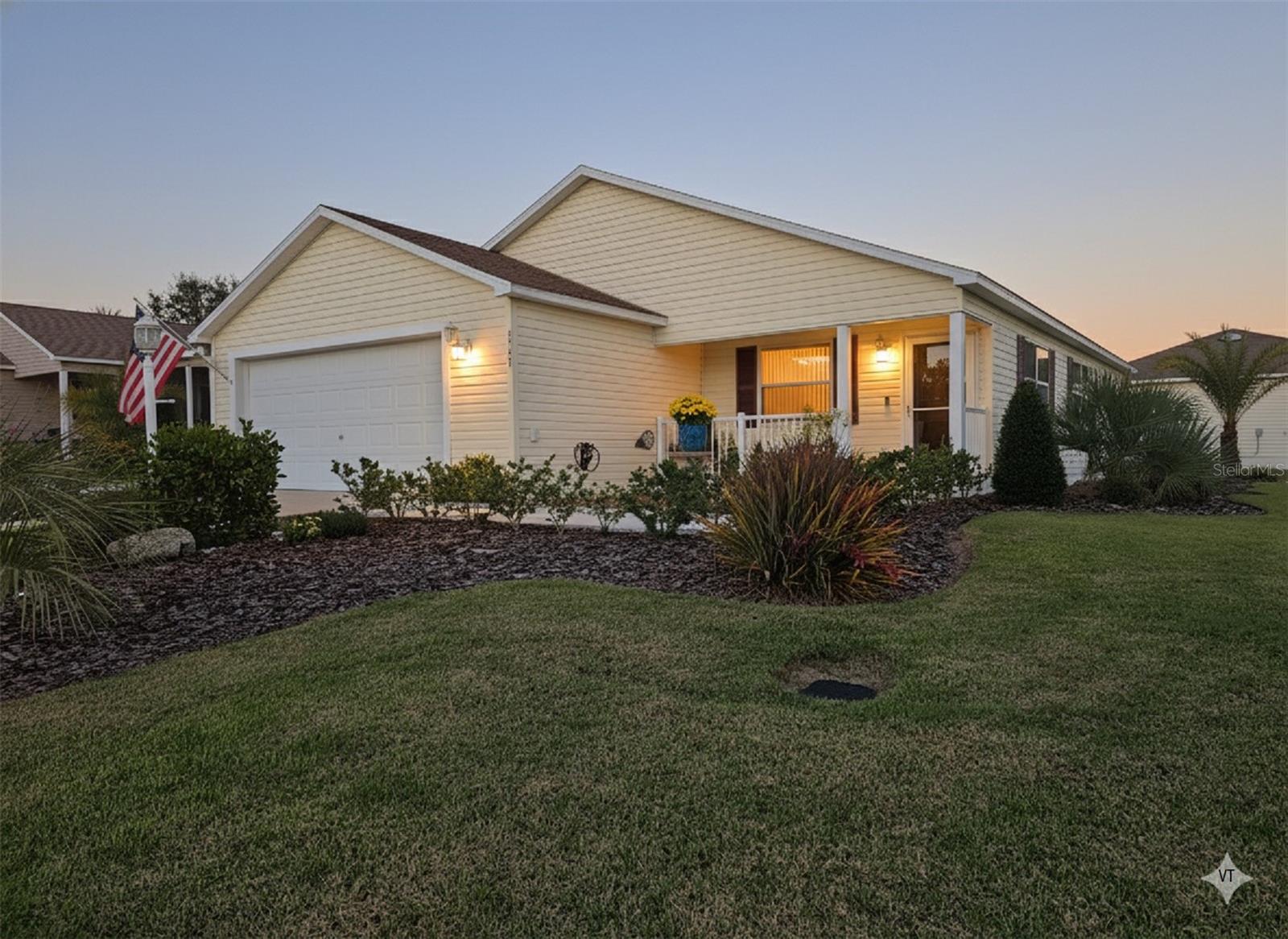 AN ASSUMABLE MORTGAGE AT JUST 5% IS AVAILABLE!!!—a rare and valuable opportunity in today’s market. Experience Premier Living in The Villages with a Smart Home Welcome to your dream home in the heart of The Villages! Situated on an oversized corner lot just minutes from Lake Sumter Landing, this exquisite three-bedroom, two-bathroom smart home effortlessly blends high-end comfort, sophisticated design, and resortstyle living. From the moment you arrive, you’ll be captivated by the immaculate curb appeal, featuring lush, professionally maintained landscaping and an inviting covered front porch—perfect for enjoying your morning coffee as the neighborhood comes to life. Step inside and be greeted by vaulted ceilings, an abundance of natural light, and luxury vinyl plank flooring that flows seamlessly throughout the main living areas. The open-concept living and dining area offers a spacious and elegant setting for both entertaining guests and enjoying quiet evenings at home. The chef-inspired eat-in kitchen is a standout, boasting granite countertops with matching backsplash, custom crown molding cabinetry with under- and over-cabinet lighting, pull-out shelving, and a breakfast bar. Premium stainless-steel appliances, including a new high-end DECO refrigerator, Bosch dishwasher, and upgraded garbage disposal, elevate the culinary experience. A ceiling fan and generous dining space add functionality and charm. The private primary suite is a tranquil retreat featuring a custom walk-in closet with built-ins, and an updated, ADA compliant en-suite bath with a quartz-topped vanity and luxurious tile walk-in shower complete with a foldable seat—ideal for comfort and accessibility. Two spacious guest bedrooms offer versatility for family, friends, or a home office, and share a beautifully appointed guest bathroom with a shower/tub combo and a sleek modern barn door. Indoor-outdoor living is at its finest in the temperature-controlled, fully enclosed Florida room with elegant tile flooring—perfect for year-round enjoyment. Step outside to your private backyard oasis, complete with a trellis-covered patio and pergola, ideal for al fresco dining, entertaining, or simply relaxing in the Florida sunshine. The oversized two-car garage includes an extended driveway, a mud sink, cabinetry, and a dedicated laundry area. Additional upgrades include a whole-house RainSoft water softener and filtration system, Wi-Fi-enabled irrigation system, Wi-Fi thermostat, updated exterior lighting, and ceiling fans throughout. The entire home is app-controlled, offering ultimate convenience and smart living. For peace of mind and enhanced value, a fire hydrant on the property may reduce
insurance premiums. The roof is just 11 years old, & the home is move-in ready—furnishings are available for purchase, making your transition effortless. The community pool is just a quick two-minute golf cart ride away, & nearby amenities include Mallory Square, the Havana Country Club & Championship Golf Course, and all the dining, shopping, and entertainment Lake Sumter Landing has to offer. This is more than a home— it’s a lifestyle. Discover the elegance, convenience, & community that only The Villages can offer.