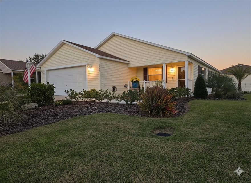 AN ASSUMABLE MORTGAGE AT JUST 5% IS AVAILABLE!!!—a rare and valuable opportunity in today’s market. Experience Premier Living in The Villages with a Smart Home Welcome to your dream home in the heart of The Villages! Situated on an oversized corner lot just minutes from Lake Sumter Landing, this exquisite three-bedroom, two-bathroom smart home effortlessly blends high-end comfort, sophisticated design, and resortstyle living. From the moment you arrive, you’ll be captivated by the immaculate curb appeal, featuring lush, professionally maintained landscaping and an inviting covered front porch—perfect for enjoying your morning coffee as the neighborhood comes to life. Step inside and be greeted by vaulted ceilings, an abundance of natural light, and luxury vinyl plank flooring that flows seamlessly throughout the main living areas. The open-concept living and dining area offers a spacious and elegant setting for both entertaining guests and enjoying quiet evenings at home. The chef-inspired eat-in kitchen is a standout, boasting granite countertops with matching backsplash, custom crown molding cabinetry with under- and over-cabinet lighting, pull-out shelving, and a breakfast bar. Premium stainless-steel appliances, including a new high-end DECO refrigerator, Bosch dishwasher, and upgraded garbage disposal, elevate the culinary experience. A ceiling fan and generous dining space add functionality and charm. The private primary suite is a tranquil retreat featuring a custom walk-in closet with built-ins, and an updated, ADA compliant en-suite bath with a quartz-topped vanity and luxurious tile walk-in shower complete with a foldable seat—ideal for comfort and accessibility. Two spacious guest bedrooms offer versatility for family, friends, or a home office, and share a beautifully appointed guest bathroom with a shower/tub combo and a sleek modern barn door. Indoor-outdoor living is at its finest in the temperature-controlled, fully enclosed Florida room with elegant tile flooring—perfect for year-round enjoyment. Step outside to your private backyard oasis, complete with a trellis-covered patio and pergola, ideal for al fresco dining, entertaining, or simply relaxing in the Florida sunshine. The oversized two-car garage includes an extended driveway, a mud sink, cabinetry, and a dedicated laundry area. Additional upgrades include a whole-house RainSoft water softener and filtration system, Wi-Fi-enabled irrigation system, Wi-Fi thermostat, updated exterior lighting, and ceiling fans throughout. The entire home is app-controlled, offering ultimate convenience and smart living. For peace of mind and enhanced value, a fire hydrant on the property may reduce
insurance premiums. The roof is just 11 years old, & the home is move-in ready—furnishings are available for purchase, making your transition effortless. The community pool is just a quick two-minute golf cart ride away, & nearby amenities include Mallory Square, the Havana Country Club & Championship Golf Course, and all the dining, shopping, and entertainment Lake Sumter Landing has to offer. This is more than a home— it’s a lifestyle. Discover the elegance, convenience, & community that only The Villages can offer.