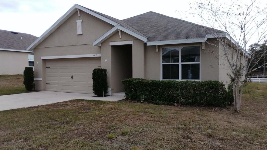 Simplify your life in this low maintenance solar paneled (panels are already paid for by seller) home.  They turn a $150.00 electric bill into
$45.00 and this goes on month after month, year after year.  Home tucked away on a deadend/cul-de-sac street.  Built in 2019 and looks like new offering efficiency & modern style along with a tiny $26 a  month HOA Fee which cover common area maintenance, taxes and
 contributions to the homeowners reserve fund and insurance.  Spacious open floor plan with luxury vinyl plank & tile flooring with no carpet in site.  The epicenter of the home is the kitchen complete with contemporay lighting & kitchen island, walk-in closet-pantry & a brand new dishwasher.  All appliance stay including washer & dryer making this home truly move-in ready as it has been meticulously maintained. Home also includes irrigation system, security system garage door opener and a covered lanai in the back as well as a front porch. The primary suite offers comfort & privacy  with a huge  accesible shower as well as two sinks to stay out of each others way in the mornings.  Last but not least in this 3 bedroom, two full bath home is the 2 car garage  with fencing already complete on 2 of the 3 sides of the backyard.