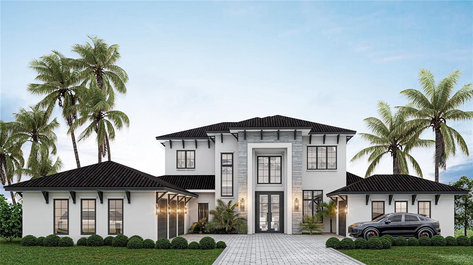 Under Construction. This Davila Homes estate in Bella Collina showcases the sought-after Scottdale floor plan—a residence designed to blend timeless architecture with modern luxury. Offering 5 bedrooms, 6 bathrooms, a 4-car garage, and a motor court with extra parking, this home will deliver an impressive presence from the moment you arrive.
Through stately double iron doors, a dramatic two-story foyer with soaring 24-foot ceilings and a striking glass staircase will set the tone for the home’s refined design. Just off the entry, a private office/library enclosed with sleek aluminum-framed glass doors provides a modern workspace or quiet retreat.
The great room, dining, and kitchen will feature wide-plank engineered hardwood floors, tray ceilings with coffer beams, and a sleek ventless fireplace. Two sets of 12-foot sliding glass doors will open the interiors to the outdoor living areas, creating a connection to the preserve views beyond.
The gourmet kitchen is designed to impress with off-white and berg shaker cabinetry, bold black hardware, a stainless-steel undermount sink, and a waterfall-edge Pisa quartz island as its centerpiece. A Fisher & Paykel 8-burner gas range will anchor the space, while a hidden walk-in pantry ensures effortless storage. Just beyond, a private guest suite offers versatility—ideal for a nanny, in-laws, or extended visitors seeking comfort and privacy.
The first-floor primary suite is a serene retreat with its own tray ceiling, direct pool access, and a covered porch with retractable screens. The spa-inspired bath will showcase a freestanding tub set within a massive glass-enclosed shower, complemented by dual vanities, dual water closets, and a single expansive custom walk-in closet.
Entertainment spaces abound with a game room featuring a tray ceiling, wet bar, and pocket sliding doors that open to the summer kitchen and lanai. Upstairs, three additional bedrooms will include ensuite baths and walk-in closets, while the loft—with its own tray ceiling—opens to a covered balcony overlooking the backyard.
Outdoors, the southeast-facing preserve homesite is designed to capture tranquil sunrise views. The private pool will feature an ivory interior finish accented with 6"x6" COR-beige tile, surrounded by Wild Oyster tumbled travertine decking that extends across the lanai and front porch—creating a timeless resort-style retreat.
Set within the private gates of Bella Collina, Central Florida’s premier golf and lakefront community, this estate represents an unparalleled opportunity to own a brand-new custom home defined by elegance, serenity, and the artistry of design.