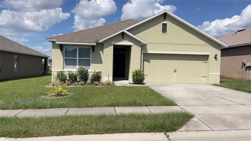 Take a look at this beautiful one store home in the Bella Nova! Split floor plan features 3 bedrooms and 2 bathrooms. Fresh paint throughout the whole house, tiles in the wet area and kitchen, vinyl floor in the living room and master bedroom. The kitchen overlooks the dining and family rooms, making this home perfect for entertaining. Spacious Master bedroom has an oversized walk-in closet, walk in shower in the master bathroom. Sliding glass doors off the dining area lead out onto a covered lanai and a large backyard overlooking the dry pond area. No rear neighbors! Conveniently located near shopping, dining, highways, and theme parks.  *Equal Housing Opportunity.