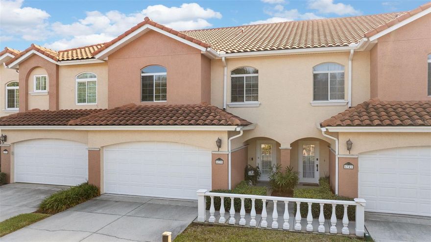 One or more photo(s) has been virtually staged. Welcome to Villas Del Verde, a private, gated community that is located in a NO FLOOD ZONE. This pet-friendly neighborhood offers elegance, privacy, and resort-style amenities. Step inside and experience the luxury of a 3-bedroom, 2.5-bath, 2 car garage and spacious 2-story layout residence. The garage features multiple cabinets. A new water heater was installed in 2025 and a 2021 AC unit. The main level features an open-concept living space with natural light, seamlessly blending the living, dining, and kitchen areas. The spacious kitchen is equipped with Corian countertops, cabinet space, and a walk in pantry. The home features a private elevator, offering convenient access to all levels. The first floor has plantation shutters all around. Walk outside to the back patio that features a remote screen. Upstairs features a spacious primary suite, offering two walk-in closets with ample room and an en-suite bath with soaking tub and separate shower. Off the master is a peaceful private balcony overlooking the fountain. Two additional bedrooms that provide space for family, guests, or a home office. A laundry closet that provides plenty of room for storage as well. Community amenities include a large heated pool, spa, fitness center, and clubhouse for private gatherings. This townhome boasts a prime location, just minutes from pristine Gulf Coast beaches, downtown St. Petersburg, Publix, shopping, dining, and convenient interstate access. A unique opportunity to experience elevated living in a prime location while embracing the very best of the Florida lifestyle. Schedule a private showing today to experience the luxury of Villas del Verde!