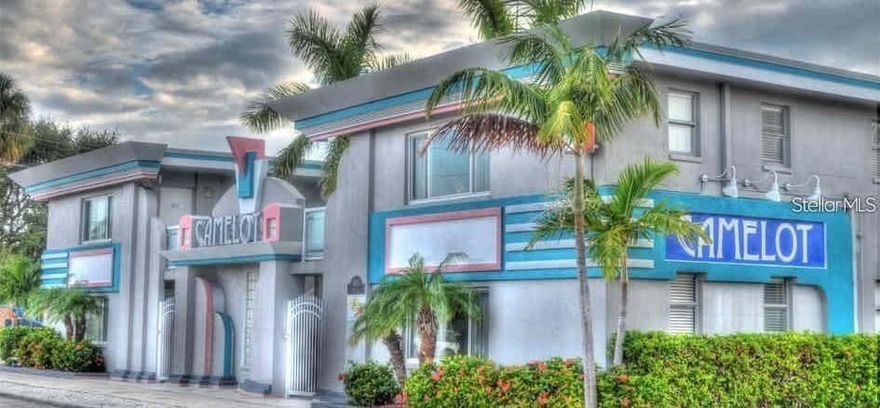 The Clearwater vacational rental income condo is waiting for a new owner. It's an end unit overlooking Mandalay Avenue. Walk directly across the street to the baech and famouse beachfront restaurants: The Palm Pavilion, Frenchy Rockaway Grill and many more. Royal Camelot is located on Mandalay Avenue which is the main street of Clerwater Beach. The studio offers a queen size bed and a folding sofa where total of four guests can sleep. You and your guests will love the sugar soft sandy beach of the Gulf of Mexico and beautiful sunsets. Royal Camelot allows short retlals and this unit has a great rental history. This is a studio with low HOA fee of 551 dollas a month. There is a on-site office to handle your booking and making sure your guests are comfortable. Make an appointmment today to see your income producing beach home!