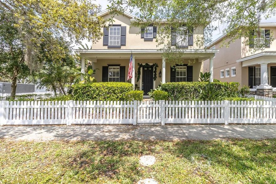 Original owner! Located in the highly desirable Longleaf front porch community, this home is full of character, on a larger corner lot, composed of two stories, with a front porch spanning the entire width of the home. It has three bedrooms and two and a half baths with an office and formal dining room-a true colonial floor plan! The kitchen has an abundance of counterspace, an oversized island, breakfast bar seating, an eat-in kitchen area, a closet pantry, and all stainless steel appliances overlooking the living room. There is a sliding glass door leading to a covered rear porch. This home has lush tropical landscaping and white PVC fencing. Community is on gas-so you have a gas stove top, tankless water heater, and gas dryer. Sprinklers are on reclaimed water. No flood insurance required, and the home has stayed high and dry ever since it was built.  Longleaf is a true small-town community with a unique character and warm spirit. This charming community, filled with inviting front porches, includes a golf cart-friendly atmosphere, an elementary school, village greens, three playgrounds, a heated community pool and spa, its very own downtown shopping/restaurants/offices, tree-lined streets with wide sidewalks, a clay baseball field, soccer field, two miles of a paved hiking and biking trails, natural greenbelts between neighborhoods and tranquil lakes for fishing, ongoing planned neighborhood activities, beach volleyball/tennis/basketball courts, Town Hall recreation building, several parks, and common green areas to choose from. The new phase of Longleaf will soon include a dog park, additional parks, and a second pool. Walking distance to the elementary school, neighborhood shops, and restaurants. Conveniently located in the heart of Trinity with plenty of dining, shopping, hospitals, schools, and entertainment nearby. Just about 15 minutes to the beaches and 30 minutes to Tampa International Airport. No flood insurance required! Home did great staying high and dry during hurricanes. Home has one shower down to studs, cash purchase.