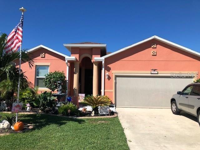 Welcome Home! Step into this beautifully maintained 3 Bed / 2 Bath saltwater pool home with a welcoming open den—ideal for relaxing or working from home. Recent updates include a new roof (2 years ago), a new A/C unit (1 year ago), and a full water softener system. The open-concept layout features all tile flooring throughout—no carpet anywhere. The gourmet kitchen includes a flat-top island and 42” upper cabinets, perfect for meal prep and entertaining. Soaring 9’4” ceilings create a bright, spacious feel. The master suite features a walk-in shower, double vanity sinks, and direct access to the covered, extended lanai overlooking the sparkling pool and pond. The 2-car garage is equipped with remote-control privacy screens and roll-up shades. Best of all, this property is not in a flood zone, providing peace of mind. This home is located just a few miles from the scenic Charlotte Harbor and only 5 miles from Fishermen’s Village, known for waterfront dining, boutique shopping, and entertainment. The HOA fee is just $194 per quarter and includes access to fantastic community amenities at nearby Gilchrist Park, including walking and biking trails, basketball courts, tennis courts, a playground, beach access, and a fishing pier. Conveniently located near I-75 and US-41, this property is commuter-friendly and centrally positioned for everything Southwest Florida has to offer. School zoning for this property falls under the Charlotte County Public School District. The assigned schools are Peace River Elementary School, Punta Gorda Middle School, and Charlotte High School. Don’t miss this opportunity to own a move-in-ready pool home in a prime location.