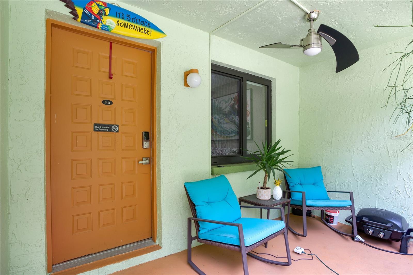 Completely Renovated 1-bedroom and 1-Bath first-floor Condo overlooking conservation with beautiful cypress trees. Enjoy outdoor living from your screened lanai. The kitchen features new cabinets, backsplash, butcher-block wood counter, stainless steel sink, glass touchscreen cooktop, microwave, and refrigerator. The Open floorplan offers contemporary furnishings, modern decor, and upscale amenities. The living room has a leather sofabed couch, wall-mount flat-screen TV, entertainment center, and dining table with chairs. The Master bedroom has mirrored closet doors, a large king bed with a headboard, platform storage drawers, and a custom multicolored LED lighting addition. Full bath with tub/shower combination. Ceiling fans, window treatments, and HE Steam washer/dryer combo also convey. Condo association approval of buyer REQUIRED including interview and background check. Optional membership to Paradise Lakes is not included in the monthly association fee.