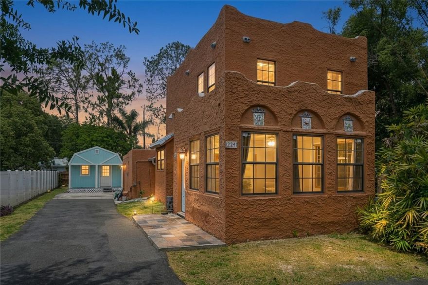 Full of soul, history, and space — this rare 1926 Mediterranean Revival gem sits on one of the few remaining gems of the historic Galion Gardens development on an oversized .34-ACRE lot in Saint Cloud's coveted Lakefront Park neighborhood with NO HOA! A BRAND NEW ROOF (May 2026) adds immediate peace of mind. This 4-bedroom, 2.5-bath home offers over 2,313 sq ft of living space packed with one-of-a-kind details: soaring arched doorways, original pecky cypress wood ceilings, rich hardwood floors, and a wood-burning fireplace you simply won't find in newer homes. The kitchen features stainless steel appliances — perfect for entertaining. Outside, the massive yard is ready for a pool, garden, boat, or RV — and includes a climate-controlled shed with electricity and its own AC unit, ideal as a workshop, studio, or extra storage. You're steps from scenic bike and walking trails, pickleball courts, the marina, and community events — lively by day, wonderfully quiet by night. With easy access to Lake Nona, Orlando, and major highways, this is the kind of character-filled home that rarely hits the market. Schedule your showing before it's gone!