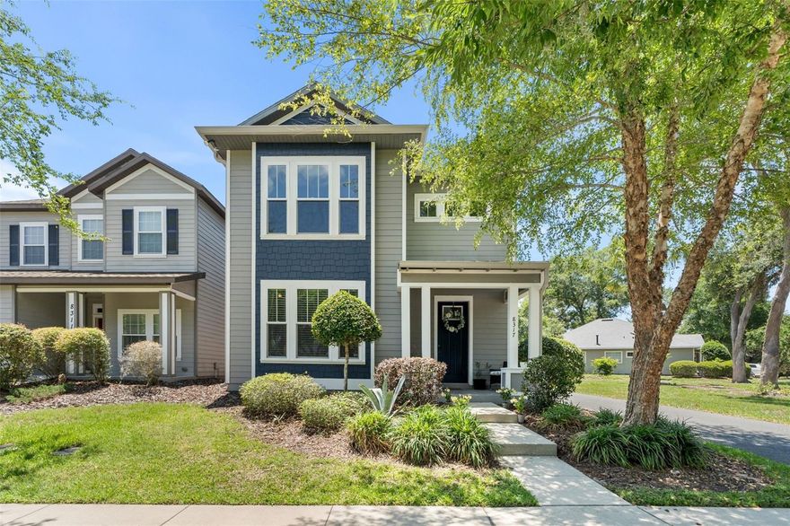 Welcome to one of Longleaf’s most unique and sought-after floor plans! This beautifully designed 4 bedroom, 2.5 bathroom home offers an incredible sense of space with soaring 25-foot ceilings, an open-air second floor, and abundant natural light throughout. The layout lives much larger than expected, with a rare upstairs loft/balcony bonus space ideal for a home office, study area, reading nook, or additional living space.

The primary suite is conveniently located on the main floor, while three generously sized bedrooms upstairs provide exceptional flexibility for family, guests, hobbies, or work-from-home needs. The open-concept kitchen features quartz countertops, stainless steel appliances, ample cabinetry, and two separate dining spaces for both everyday living and entertaining.

Situated on a prime corner lot directly across from Longleaf’s incredible amenities, this home also enjoys added privacy with no future construction directly behind or to the west of the property. Step outside to a low-maintenance backyard complete with extended pavers and turf, creating the perfect space to relax or entertain year-round.

An additional upgrade is the high-end commercial epoxy garage floor coating backed by a lifetime guarantee — perfect for a home gym, workshop, additional entertaining space, or simply keeping the area protected, polished, and easy to maintain.

Longleaf residents enjoy access to resort-style amenities including a zero-entry pool, fitness center, clubhouse, playground, basketball courts, and pickleball/tennis courts — all just steps away. Conveniently located near UF, Shands, the VA, shopping, restaurants, and top-rated schools.