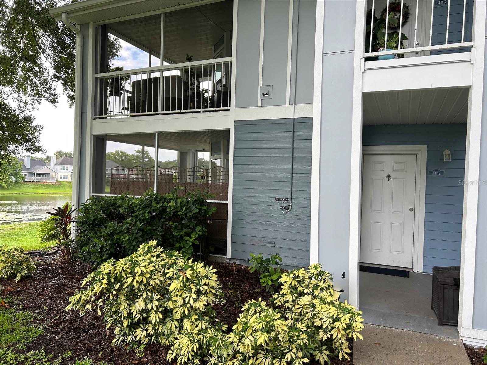 Available NOW! . . .Lakefront, spacious corner unit 1 bedroom 1 bath condo on the ground floor with a large, screened patio overlooking the lake with beautiful sun rise views in the morning! .. Newer kitchen cabinets with brand new stone countertops in the kitchen and bath vanity! Master bedroom with a walk-in closet. Inside utility room with washer & dryer included and new hot water heater! Located in a well-maintained gated community of Regency Park, with lots of amenities including pools, fitness center, clubhouse, tennis courts and more. Close to shopping, dining, medical facilities and access to major arteries.