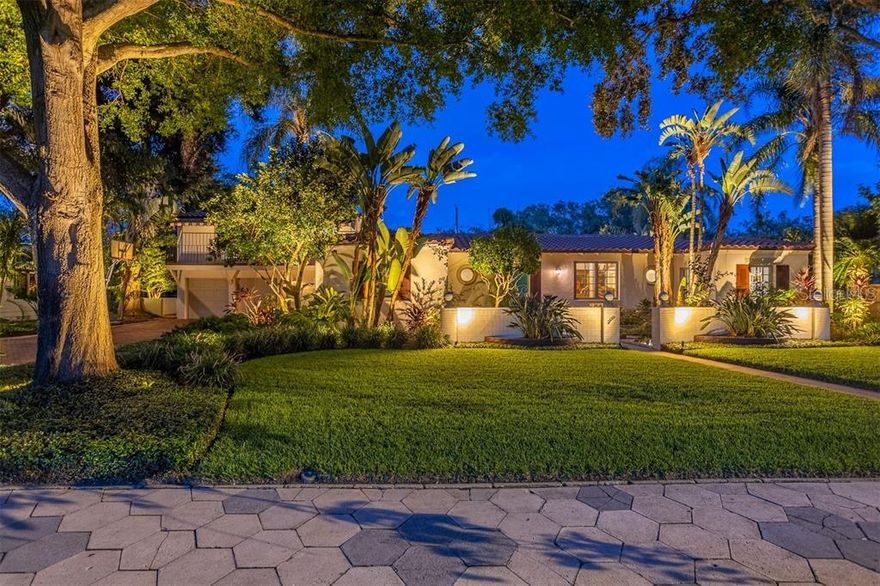 Looking for something special and truly unique? Collectors of fine things need to pay close attention to this one!

Welcome to 3649 Foster Hill Drive!
This one of a kind home was designed by Lawrence Murray Dixon and is a timeless piece of American architectural history. The renowned architect accredited with the Miami Beach's Art Deco movement, Dixon's work embodies symmetry, softness in geometry and the love for natural light and curvature. After designing over 40 Art Deco hotels, Dixon stepped into residential homes. This 1938 masterpiece is more than a home - it's an experience. A place where design elevates everyday living. The home sits on an oversized elevated lot in the coveted Allendale neighborhood. You enter the home into a grand foyer with vaulted wood beam ceilings, mosaic tile flooring and an original mural painted by George Snow Hill who was a painter, sculptor, and well known muralist. He lived in St. Petersburg, Florida until his death in 1969. His work is extensive and includes murals for 1939 New York World's Fair. This is his only known work to exist in a residence.
From the foyer you have direct eyesight to the living room anchored by an indoor Koi pond and fountain. This living space boasts original flint and cracked Cuban tile, wood burning fireplace and designer lighting. The living room then opens up to an ultimate outdoor living space where you can relax by the pool area with its own kitchen or enjoy an evening fire next to the custom brick and stone chiminea. Meticulously designed with lush landscaping, green spaces, custom exterior lighting and pavers this makes for a lavish private outdoor oasis. This home is an entertainer's dream!
The bedrooms of the home are well appointed for maximum privacy with the primary and ensuite on the north side of the home and the two guest rooms and shared bath on the opposite side. All bedrooms have original parquet flooring and architectural details throughout. Adjacent to the living space is a dining room separated from the cooks kitchen by a classic butlers pantry. The kitchen boasts stainless steel appliances, gas range, custom cabinets, commercial-grade refrigerator and a pass-through to the living room. Beyond the kitchen is a laundry room with custom cabinetry and a full bathroom for those guests enjoying the outdoors as it has direct access to the pool.
As if that wasn't enough, there's more, above the attached two car garage is a spectacular guest suite with private access, vaulted original wood ceilings, hardwood flooring which mirrors the ceiling design, original custom tiled bath and kitchenette, two sets of french doors leading to exterior seating areas where your guests can enjoy soaking in the serenity of this established peaceful neighborhood. If you’re looking for luxury coupled with historic architecture and Florida living this is the home for you.