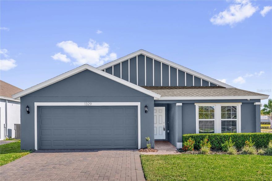 Located in Cypress Park Estates, this beautifully maintained former showcase home sits on a desirable corner homesite and offers modern upgrades, quick move-in availability, and an oversized backyard ideal for gatherings, outdoor activities, or peaceful evenings at home. The residence features 4 spacious bedrooms, 2 full bathrooms, and a functional open floor plan designed to maximize comfort and everyday living. Inside, you’ll find stylish finishes, ceiling fans throughout all bedrooms, a large kitchen island perfect for entertaining, and valuable extras including a brand-new unused refrigerator, washer and dryer, as well as a security camera and alarm system. The community offers excellent amenities such as a resort-style swimming pool, covered cabana area, playground, and dog park. Conveniently positioned near medical centers, dining, retail stores, schools, and major roadways providing easy connectivity across Central Florida. Enjoy being within driving distance of Disney, Legoland, and other popular attractions. Whether you are searching for a comfortable primary residence or a home with outstanding added value, this property presents an exceptional opportunity.