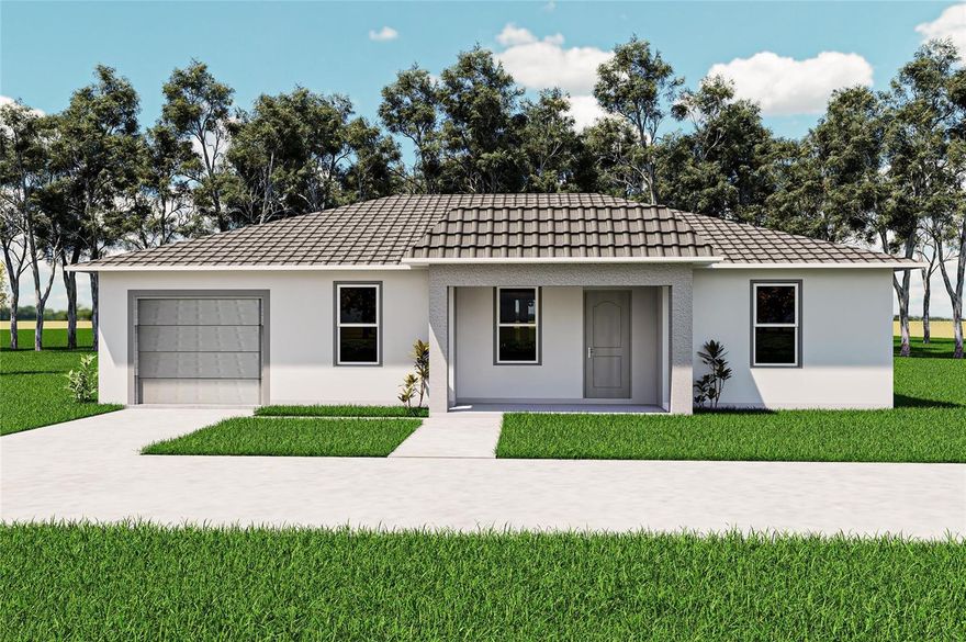 One or more photo(s) has been virtually staged. Pre-Construction. To be built. Pre-Construction Opportunity in Rainbow Lakes Estates, Dunnellon! This modern 3-bedroom, 2-bathroom single-family home is designed for comfort, function, and timeless appeal. With approximately 1,200 sq ft of smartly optimized living space, the layout offers open-concept living, vaulted ceilings, premium vinyl floors, and quartz countertops. The spacious master suite includes a walk-in closet and a beautifully finished bathroom with porcelain touches. The kitchen boasts white cabinetry, stainless steel appliances, and recessed LED lighting. Buyers may qualify for a special construction loan that covers both the lot and the new build in a single closing. A rare chance to own a customizable new home in one of Dunnellon’s most desirable neighborhoods. Renderings for illustration purposes. Completion time and customization options available upon request.