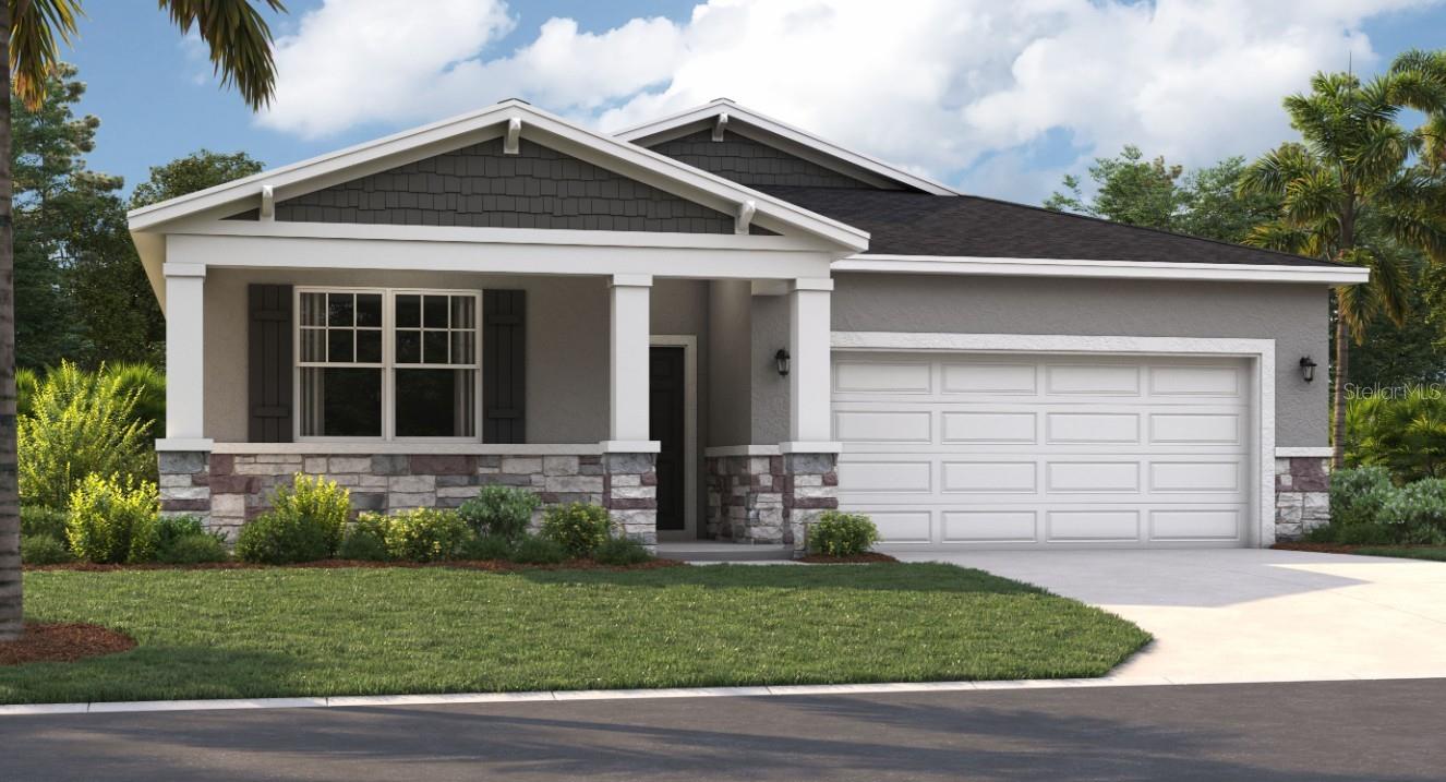 One or more photo(s) has been virtually staged. Under Construction. Experience the convenience and accessibility of this incredible location. Located off Florida's Turnpike, enjoy easy access to downtown Leesburg, Orlando, and the Mount Dora area. Running errands or grocery shopping is a breeze, as downtown Leesburg's major shops and restaurants are just minutes away. If you seek an active lifestyle and a love of the outdoors, you'll find numerous parks, lakes, golf courses, and nature preserves nearby. Soak in panoramic views from the Lake Apopka Loop Observation Tower or the Green Mountain Scenic Overlook, and visit the tranquil Flat Island Preserve—all just a short drive away! Discover a world of enjoyment and relaxation right outside your door. Relax at the neighborhood pool with cabana, play on the playground, or spend quality time with your furry friend at the dog park.
Juniper offers the perfect combination of modern design and practical living. From its spacious two-car garage to an inviting outdoor deck, this home accommodates all your living needs while keeping up with today's style standards. Three main-level bedrooms located at the front of the home have access to a double-vanity bathroom and a laundry room across the hall, all thoughtfully designed for comfort and convenience! Venture further into the open-concept kitchen and dining room, which are perfect for gathering, entertaining, and spending quality time. After dinner, take advantage of the spacious 17x17 family room for quality time. The rear of the home features a master suite complete with a walk-in closet and shower, water closet, and split vanities, providing your own personal oasis. Enjoy all these features and the Florida sunshine from your included covered lanai.