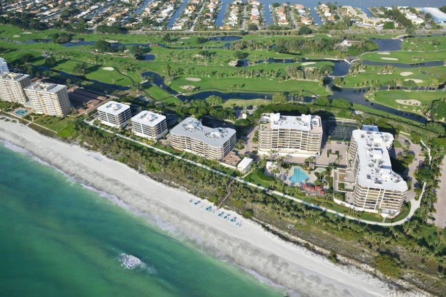 Southwest beachfront corner penthouse with epic sunsets from every room.  A double-door foyer entryway welcomes your home to an endless horizon of turquoise waters, which immediately greets the eye through floor-to-ceiling sliding glass doors in the living room.  As you enter this completely updated residence you are hypnotized. Bright and inviting! This beautiful Essex corner residence on the 5th floor has 3bedroom, 3bath 1823 sq. ft. This residence has cherry hardwood floors in all rooms except the master bedroom. The kitchen features granite countertops, GE Monogram Cooktop, GE Microwave, Kitchen Aid Refrigerator, and a Bosch Dishwasher with a breakfast area with views of our famous white beaches. This floor plan is unique for the 3rd bedroom is en-suite. (it opens into a full bath) Other features of this residence include electric storm shutters, crown moldings, custom closets, newer windows and doors generous utility room, master has a double sink tub and shower. With a backdrop of the Gulf of Mexico, and a large wrap-around terrace to enjoy the Gulf, the Golf, and Bay views from morning to night  Imagine waking up or falling asleep to the sounds of the Ocean surf while catching every sunset! It’s all about the views and location, this residence has it all. At the Sanctuary you are surrounded by 18 acres of lushly manicured beachfront. Amenities include trails, covered grills, a clubhouse with planned events, a fitness center, a spa, an Olympic-sized gulf-front pool, and pool cabanas. There are two lighted Har-Tru tennis courts, a kid's pool, 24 hours staffed guard gate along with an on-site management office. Homeowners are eligible to become members of the Longboat Key Club which offers access to a superior 45 holes golf course, 6 private restaurants, a spa, and a wellness center. This property is conveniently located on the south end of Longboat Key minutes away from St. Armand’s Circle, shopping, restaurants, downtown Sarasota and cultural events. A small pet is welcome. Nowhere is the elegance and allure of the Longboat Key lifestyle more present than behind the gates of the prestigious Longboat Key Club, a stunning community brimming with winding roads, lush landscaping, sprawling golf courses & alluring residences along the coveted white sand beach, and the azure waters of the Gulf of Mexico.