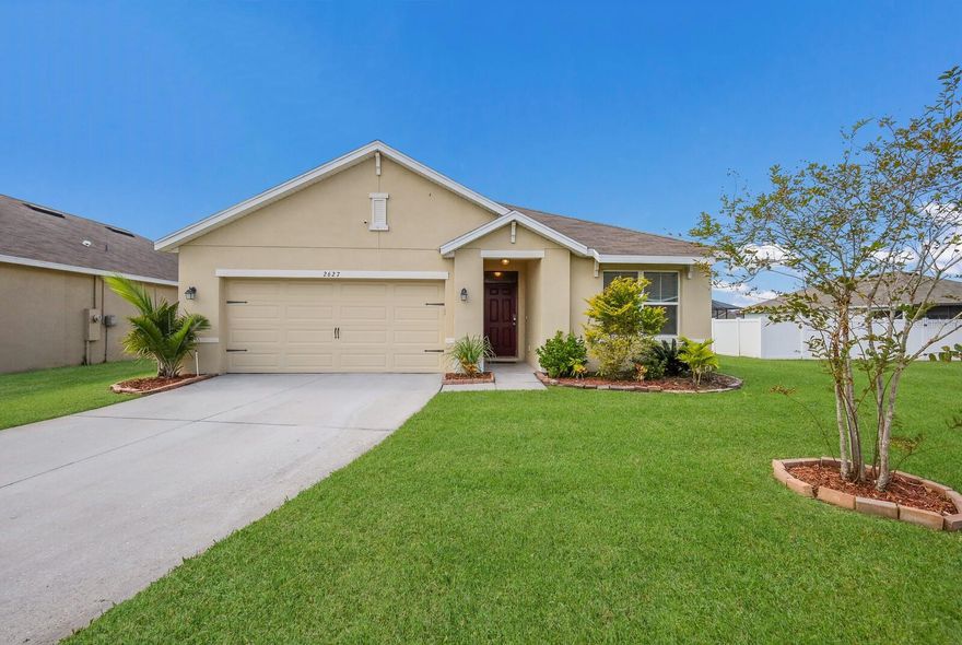 DON'T WAIT TO BUILD! Built in 2018 by DR Horton in the gated community of The Villages of Glen Creek. A master planned community featuring a resort style pool, clubhouse, play area and sidewalks. Situated on a corner lot. This one-story home includes many contemporary features, and an open-concept design and 8’8" ceilings enhance the wonderful feel of this home. The kitchen includes a large island perfect for bar-style eating or entertaining, a pantry, and plenty of cabinets and counter space. The well-appointed kitchen comes with all appliances including a refrigerator, built-in dishwasher, electric range, and microwave hood. The dining room and living room both overlook the covered lanai, which is a great area for relaxing and dining. The large owner’s suite, located at the back of the home for privacy, can comfortably fit a king-size bed and includes an en-suite bathroom with double vanity, a walk-in closet, and a separate linen closet. At the front of the home, two spacious bedrooms share a second bathroom. The two-car garage connects to the front hallway where the laundry room, equipped with included washer and dryer, and an extra storage closet is also located. Step outside to the backyard, where you'll find a screened in patio area overlooking a meticulously maintained lawn that is fenced in by a white PVC 6" foot fence for complete privacy – an ideal spot for outdoor gatherings or a quiet evening under the stars. Ultra-fi Community a unique internet and cable TV bundled $75 HOA each month(includes internet, cable tv and community pool and club house within walking distance) experience for the perfect work from home. Perfect for an investment with rental opportunity as well.Schedule a viewing today and experience the perfect blend of style, comfort, and convenient location close to everything including beaches, Sarasota airport, UTC mall and all conveniences you need. Perfect for an investment with rental opportunity as well.